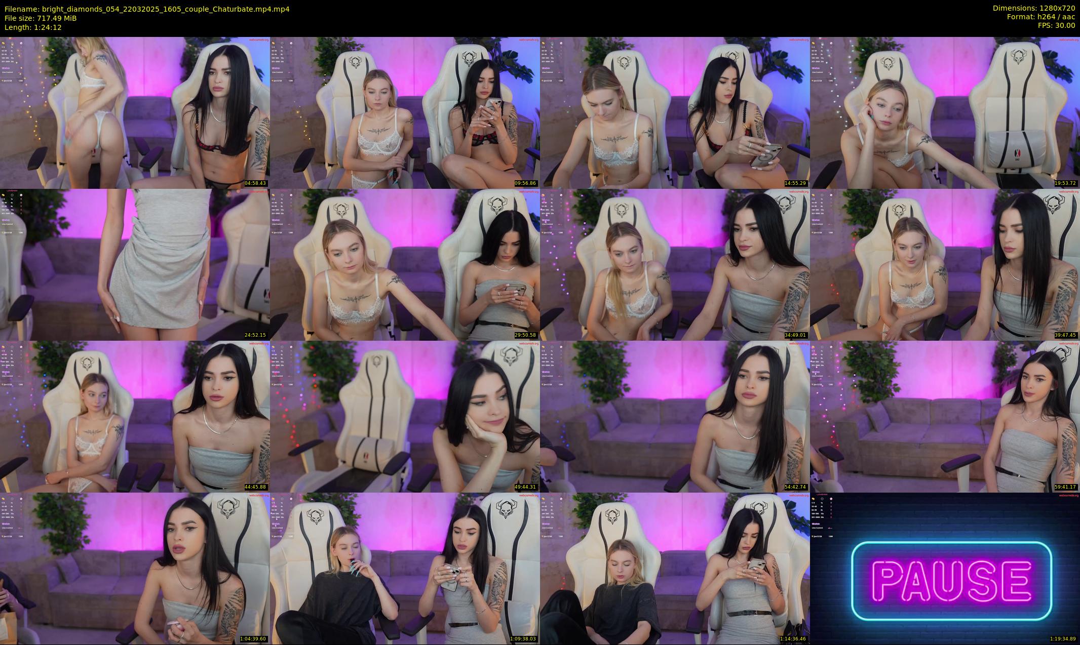 bright_diamonds_054 — 85 minute Chaturbate couple cam show recording, 720p, Mar 22, 2025