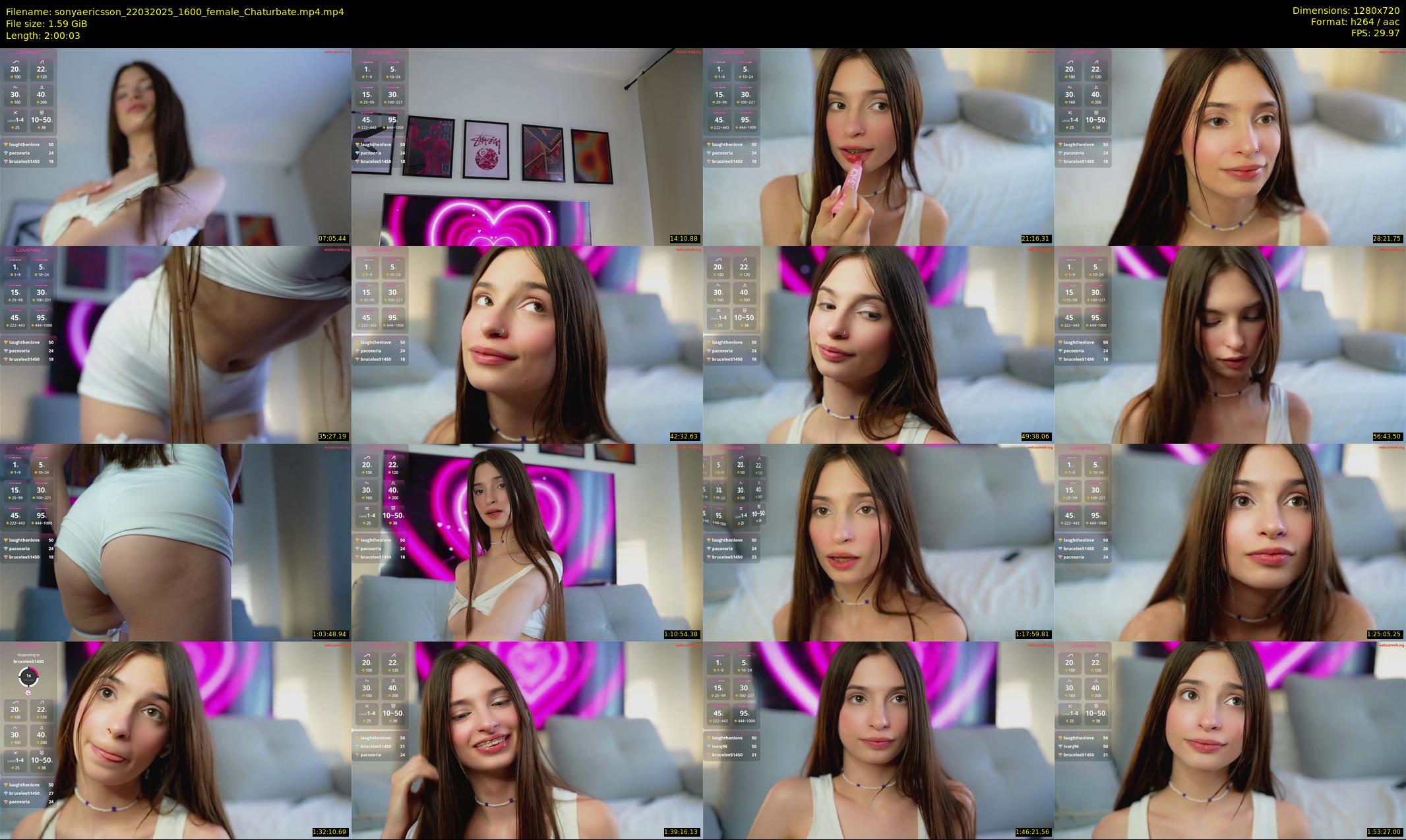sonyaericsson — 121 minute Chaturbate female cam show recording, 720p, Mar 22, 2025