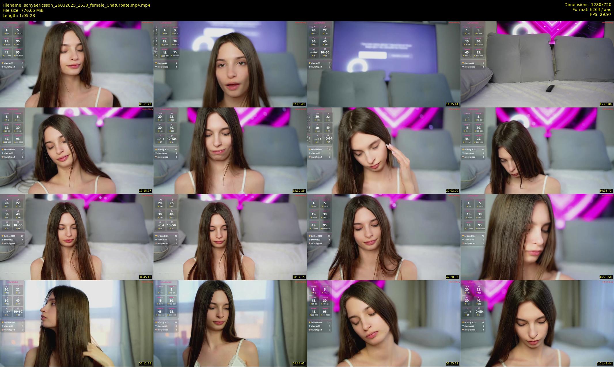 sonyaericsson — 66 minute Chaturbate female cam show recording, 720p, Mar 26, 2025