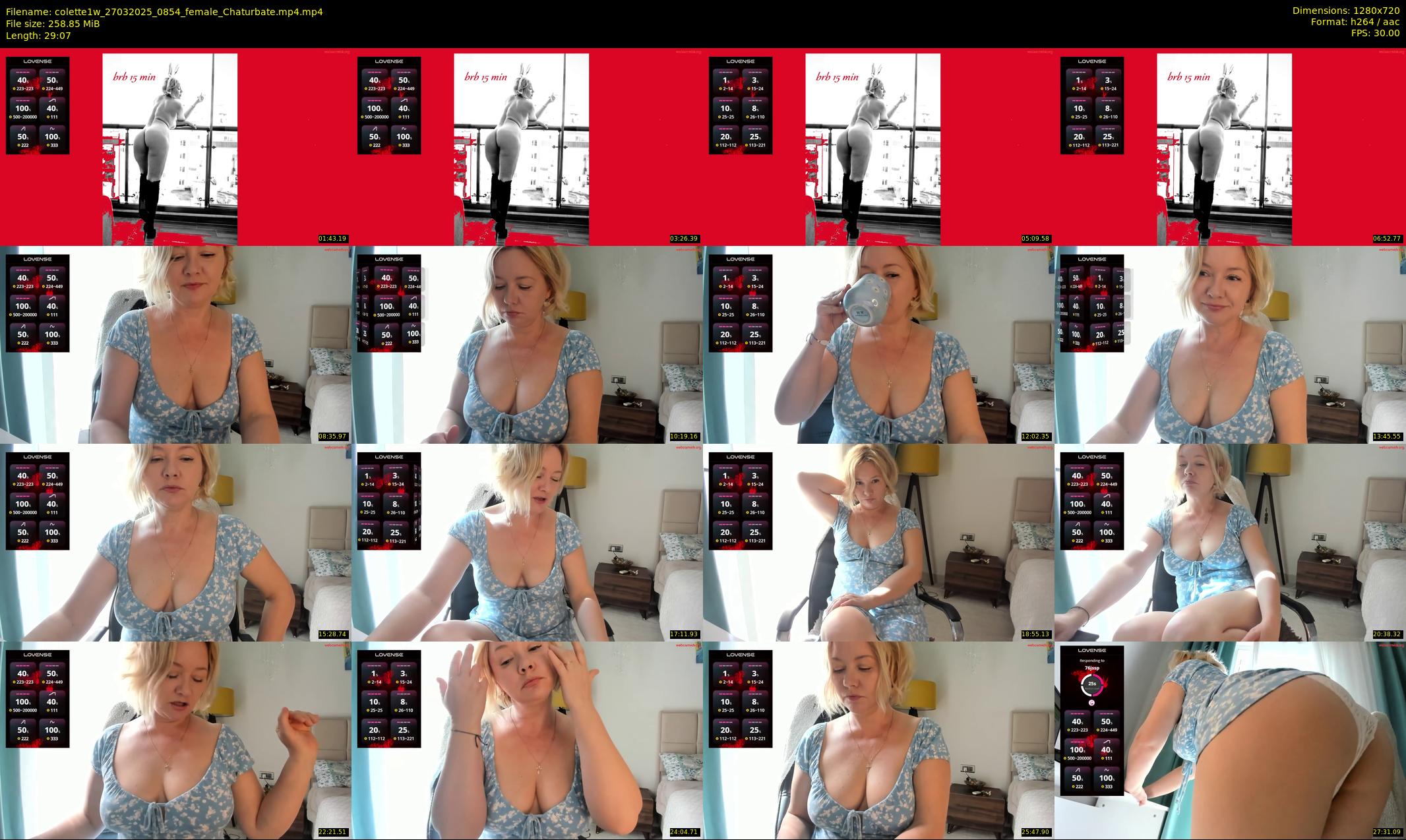 colette1w — 30 minute Chaturbate female cam show recording, 720p, Mar 27, 2025