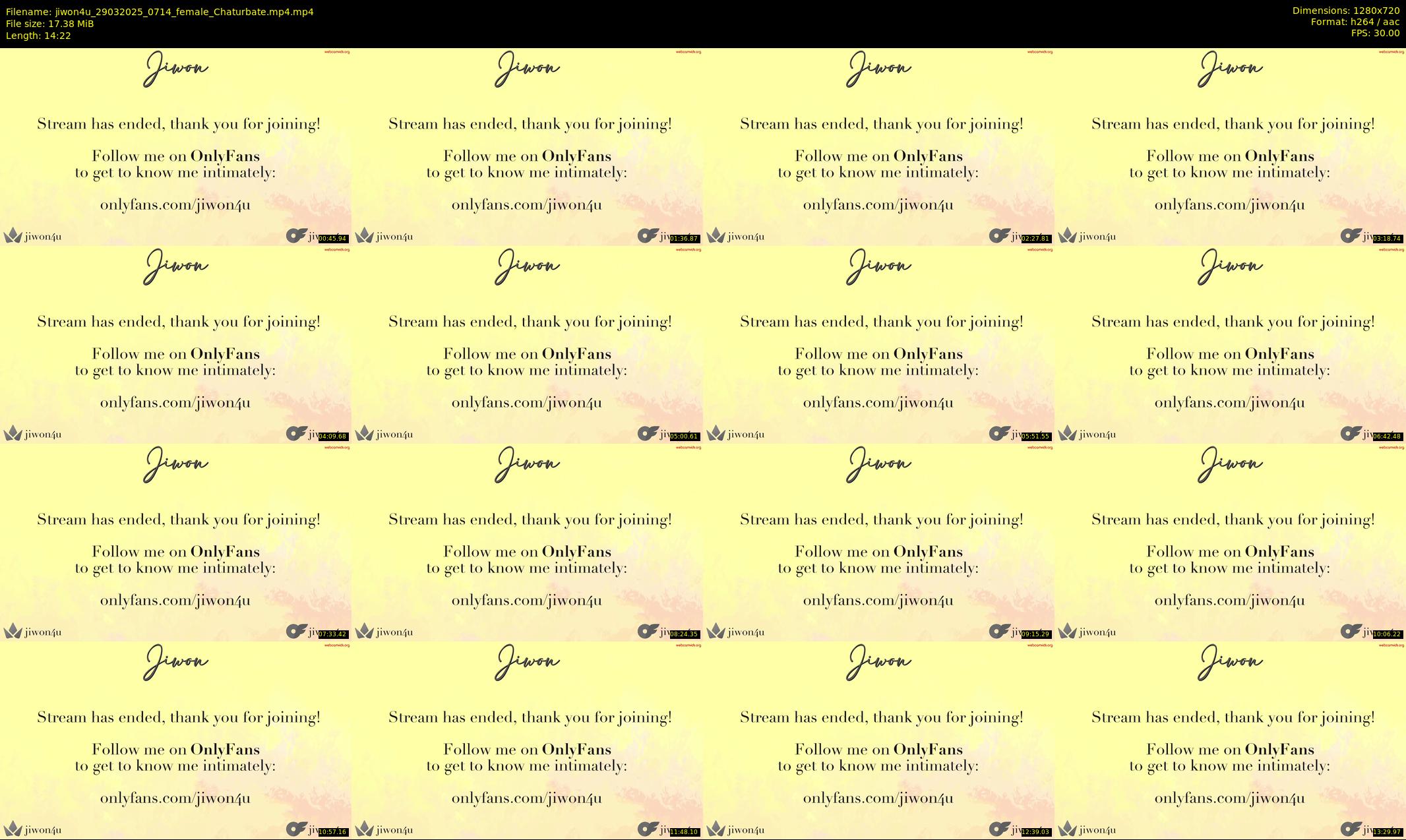 jiwon4u — 15 minute Chaturbate female cam show recording, 720p, Mar 29, 2025