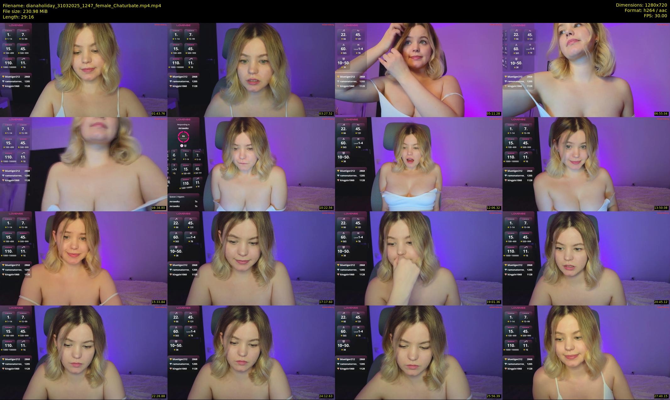 dianaholiday — 30 minute Chaturbate female cam show recording, 720p, Mar 31, 2025