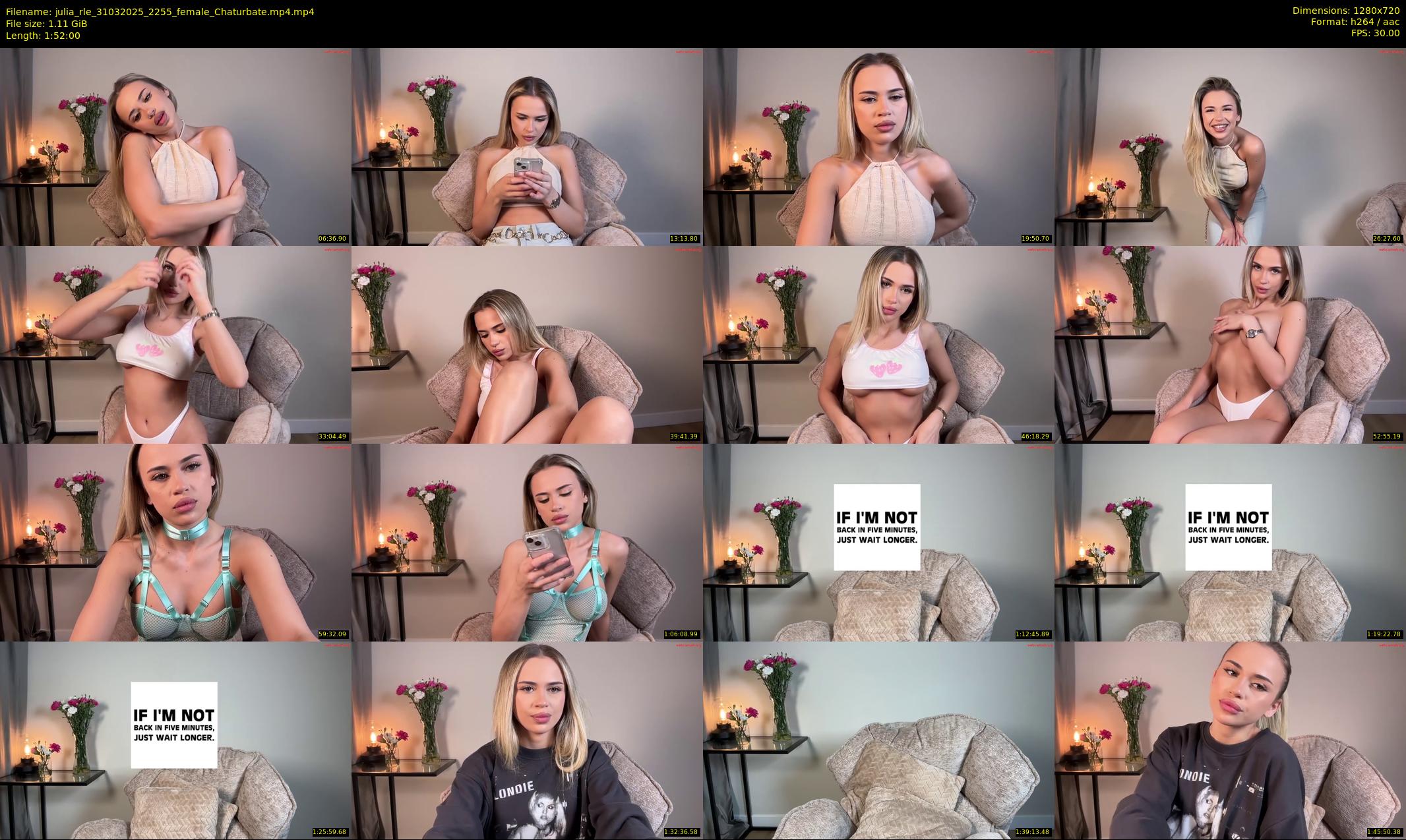 julia_rle — 112 minute Chaturbate female cam show recording, 720p, Mar 31, 2025