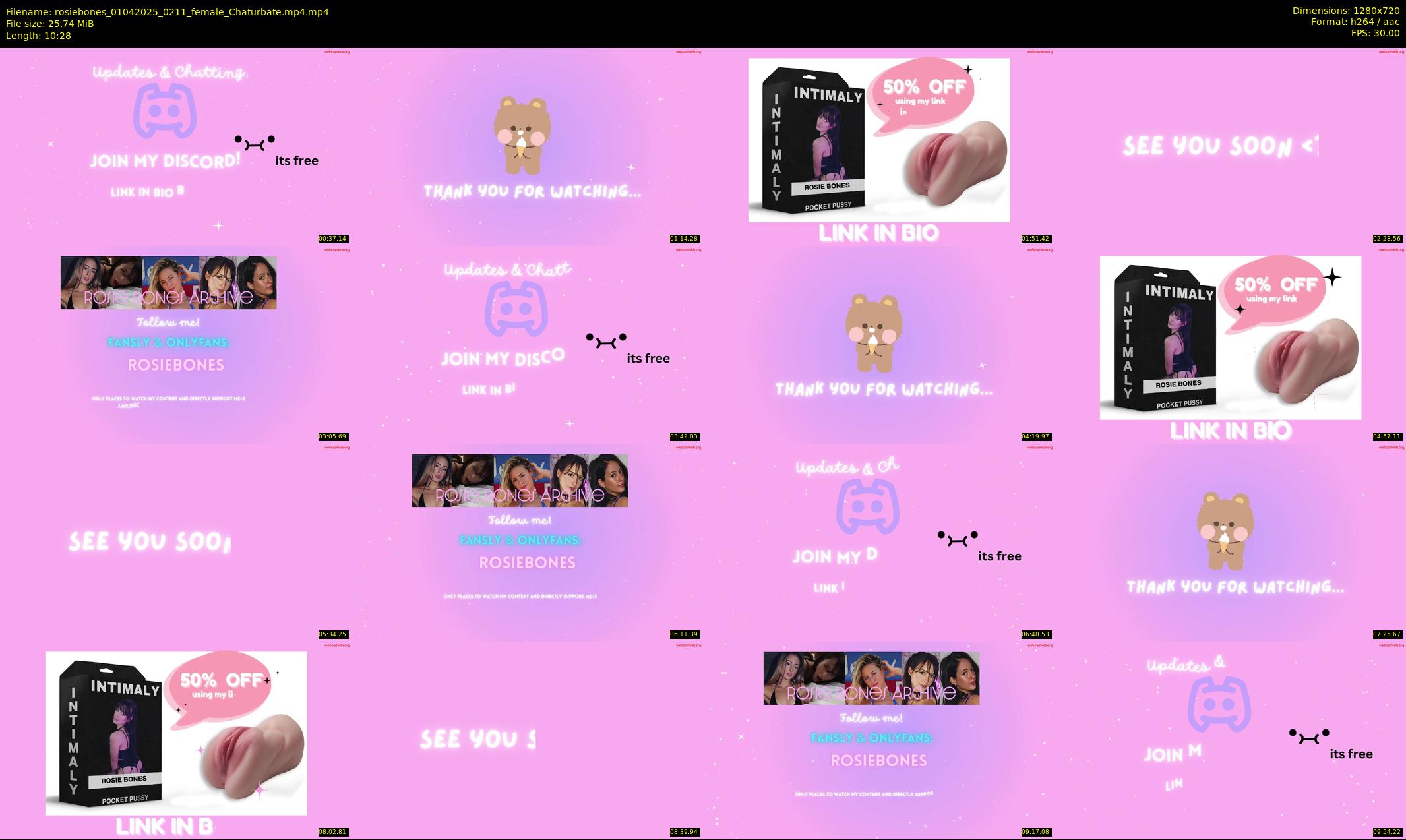 rosiebones — 11 minute Chaturbate female cam show recording, 720p, Apr 1, 2025