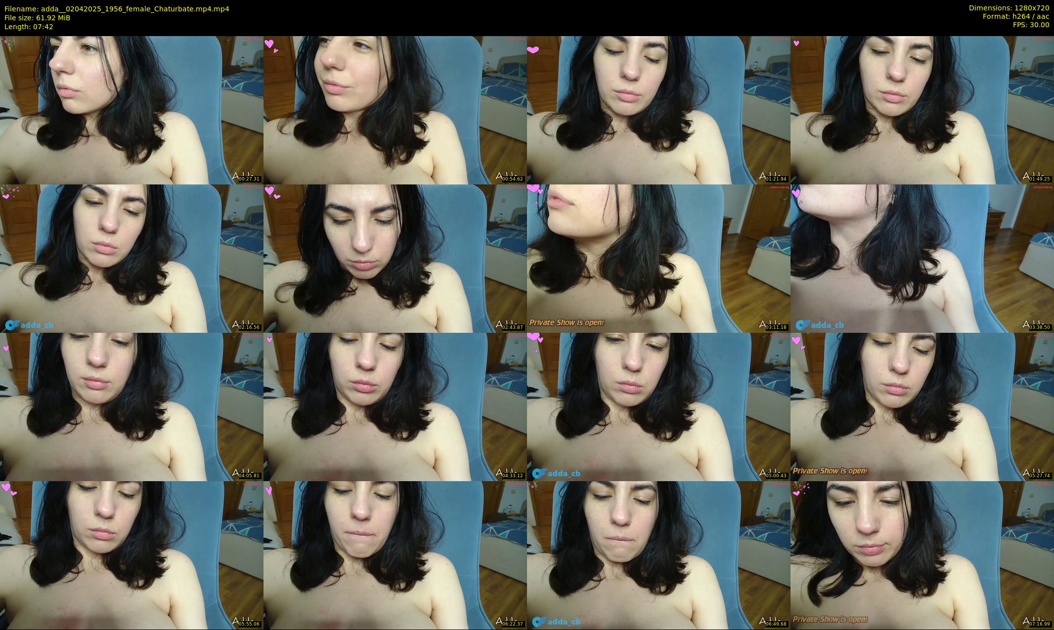 adda_ — 8 minute Chaturbate female cam show recording, 720p, Apr 2, 2025