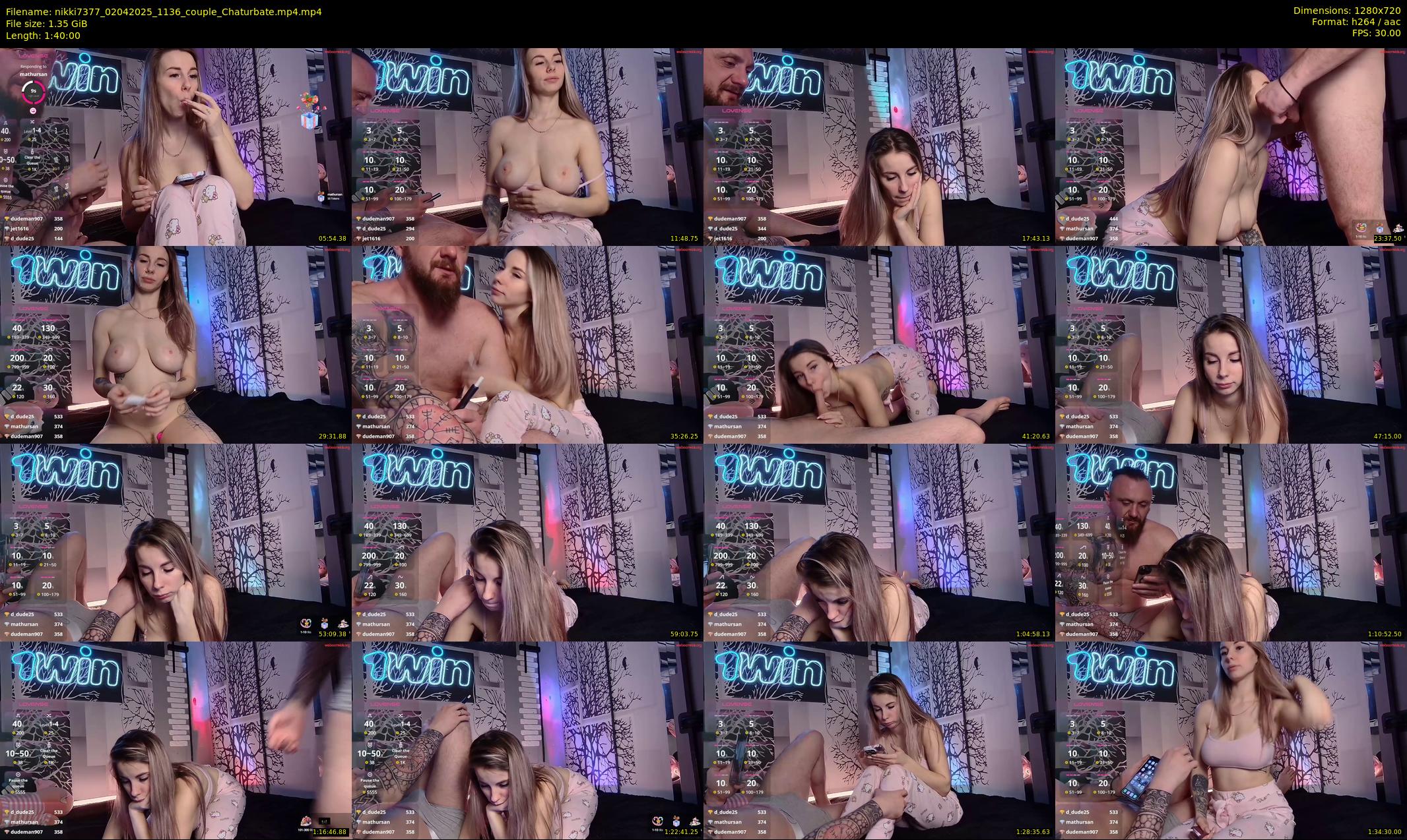 nikki7377 — 100 minute Chaturbate couple cam show recording, 720p, Apr 2, 2025