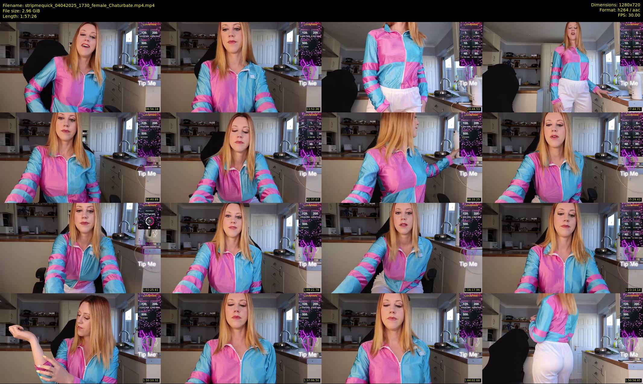 stripmequick — 118 minute Chaturbate female cam show recording, 720p, Apr 4, 2025