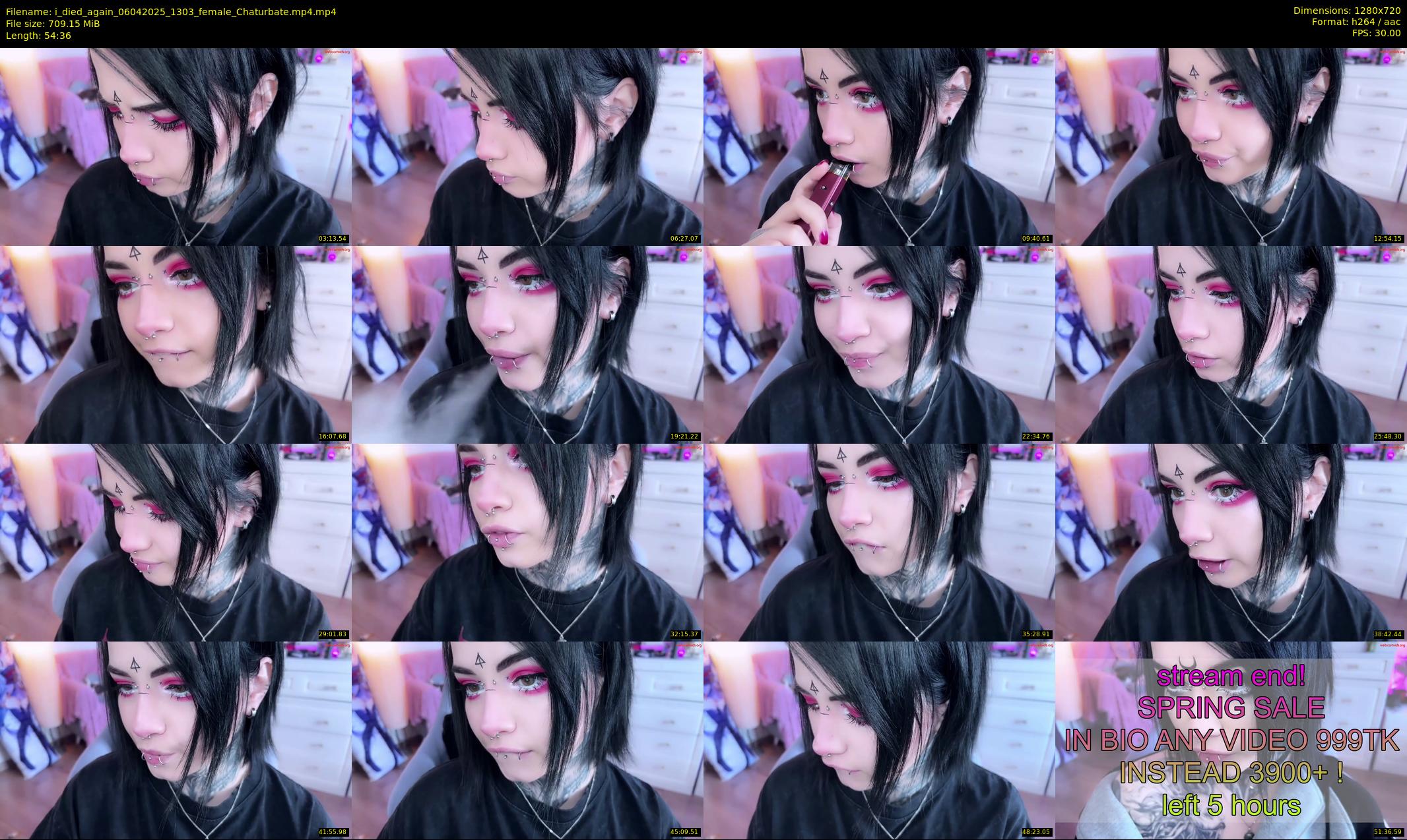 i_died_again — 55 minute Chaturbate female cam show recording, 720p, Apr 6, 2025