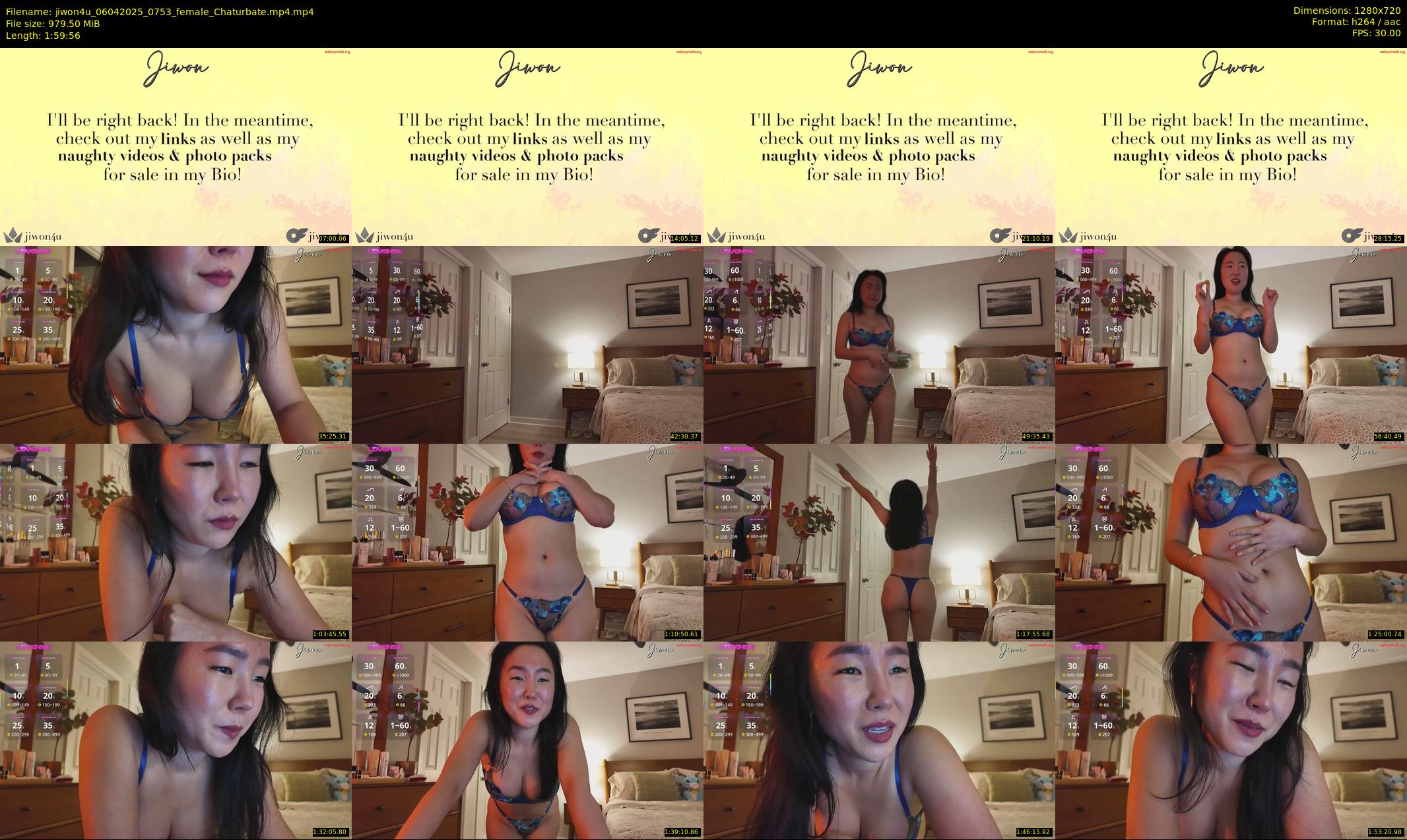 jiwon4u — 120 minute Chaturbate female cam show recording, 720p, Apr 6, 2025