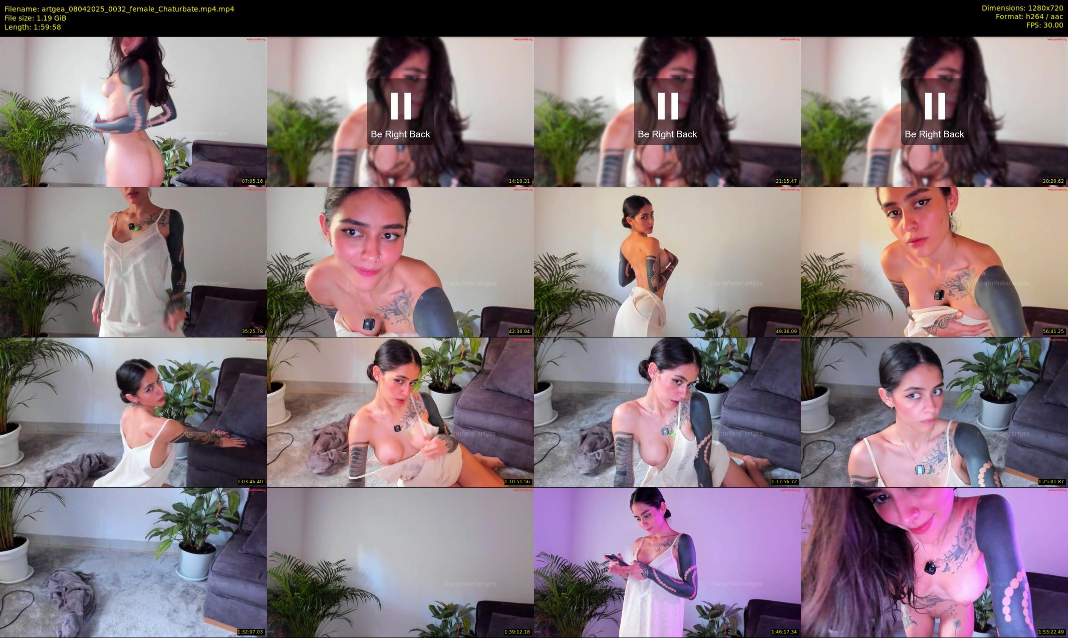 artgea — 120 minute Chaturbate female cam show recording, 720p, Apr 8, 2025