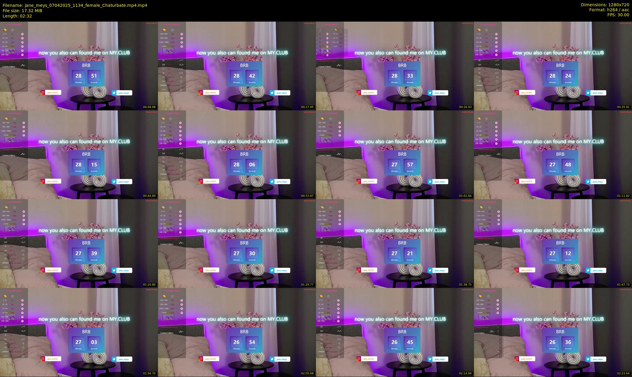 jane_meys — 3 minute Chaturbate female cam show recording, 720p, Apr 7, 2025