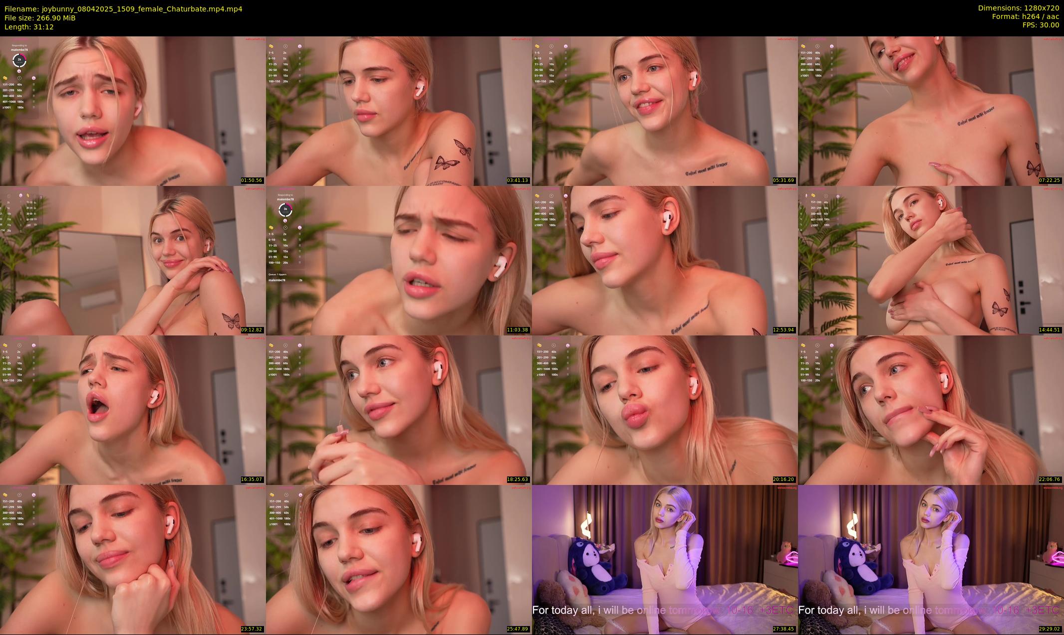 joybunny — 32 minute Chaturbate female cam show recording, 720p, Apr 8, 2025