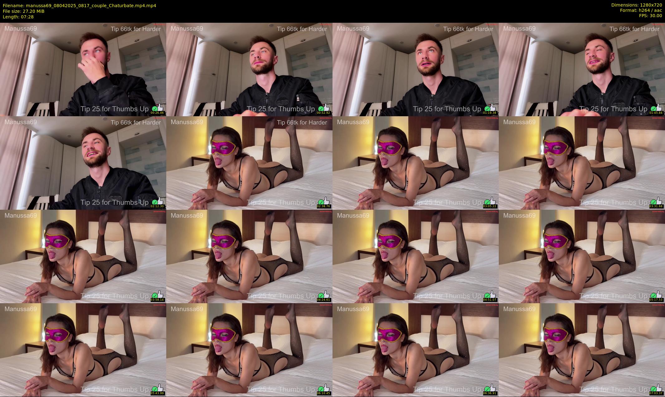 manussa69 — 8 minute Chaturbate couple cam show recording, 720p, Apr 8, 2025