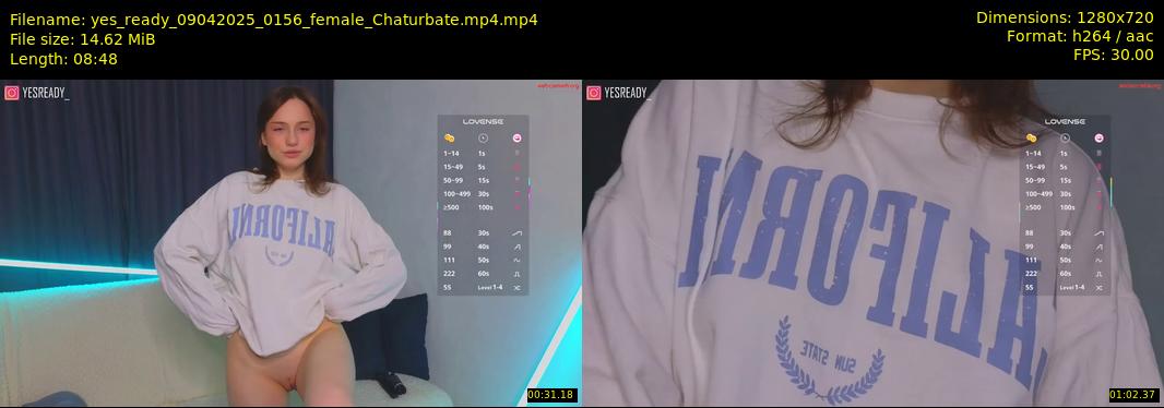 yes_ready — 9 minute Chaturbate female cam show recording, 720p, Apr 9, 2025