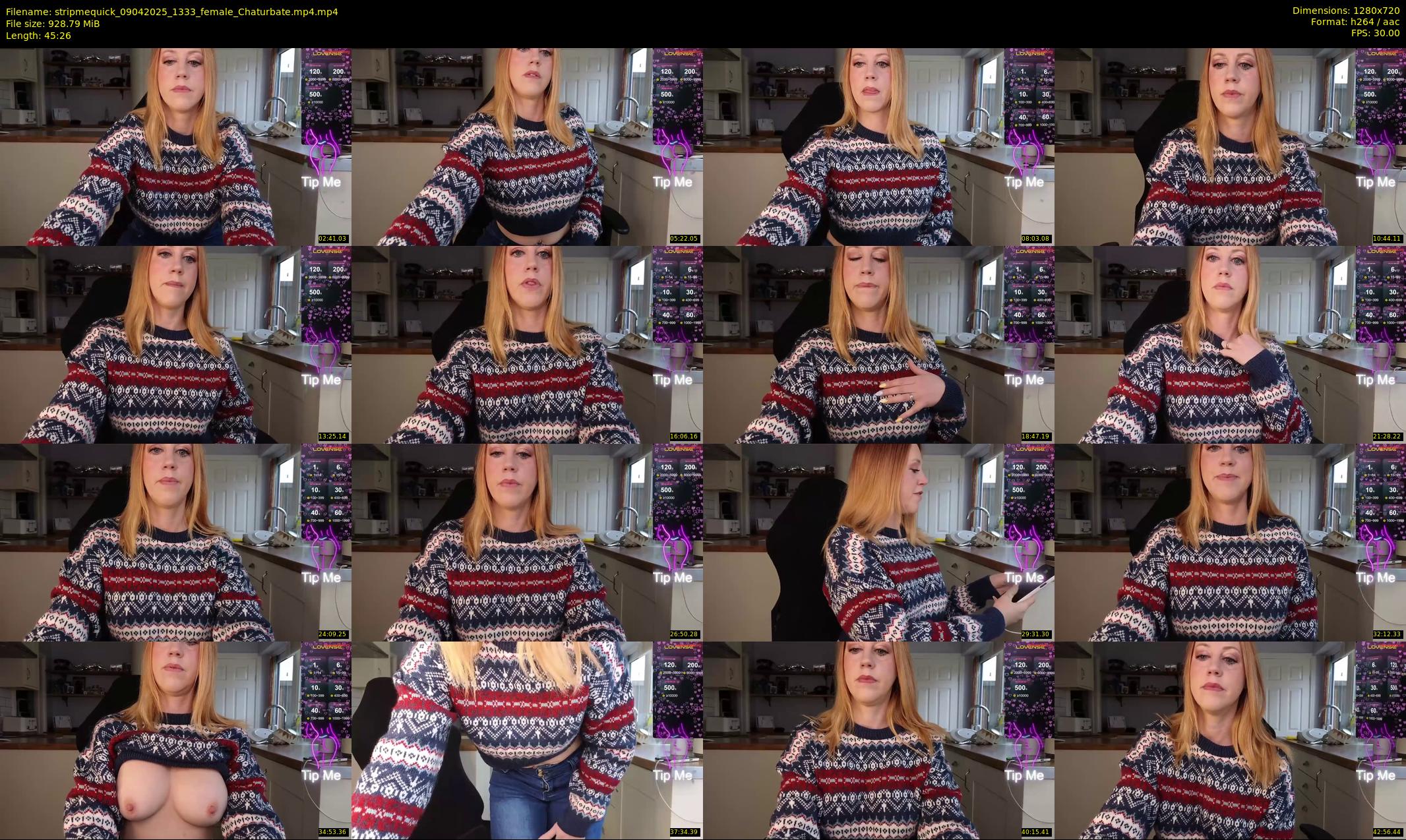 stripmequick — 46 minute Chaturbate female cam show recording, 720p, Apr 9, 2025