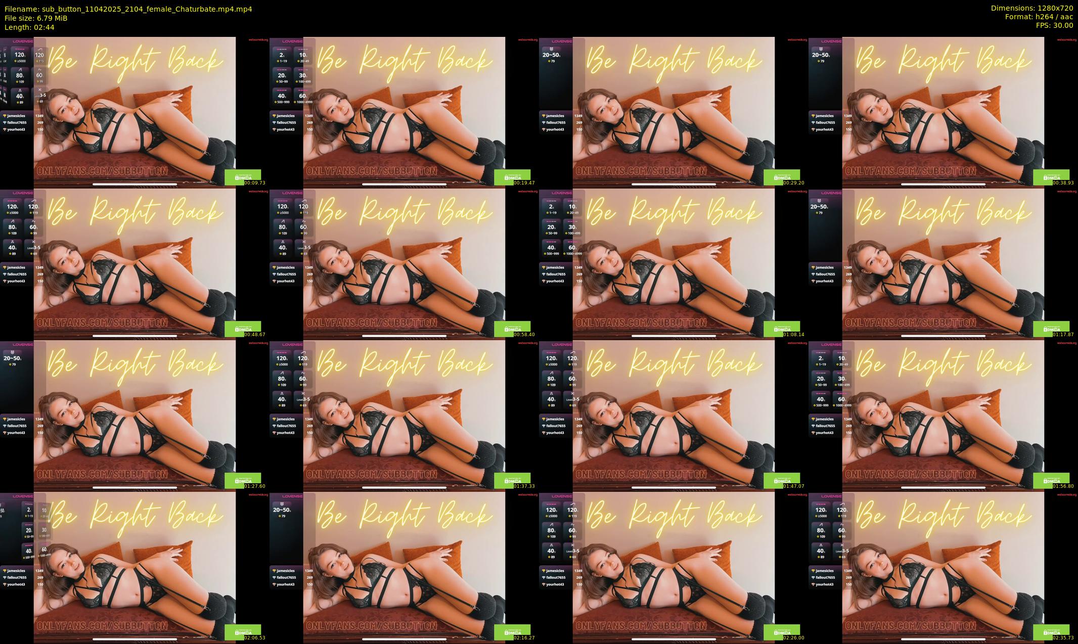 sub_button — 3 minute Chaturbate female cam show recording, 720p, Apr 11, 2025