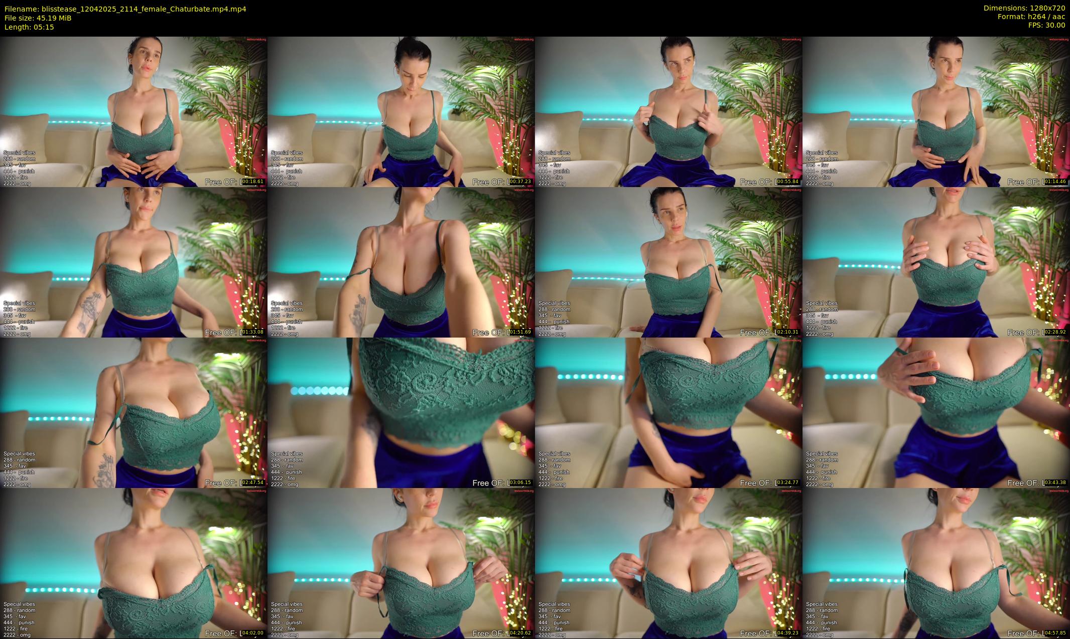 blisstease — 6 minute Chaturbate female cam show recording, 720p, Apr 12, 2025