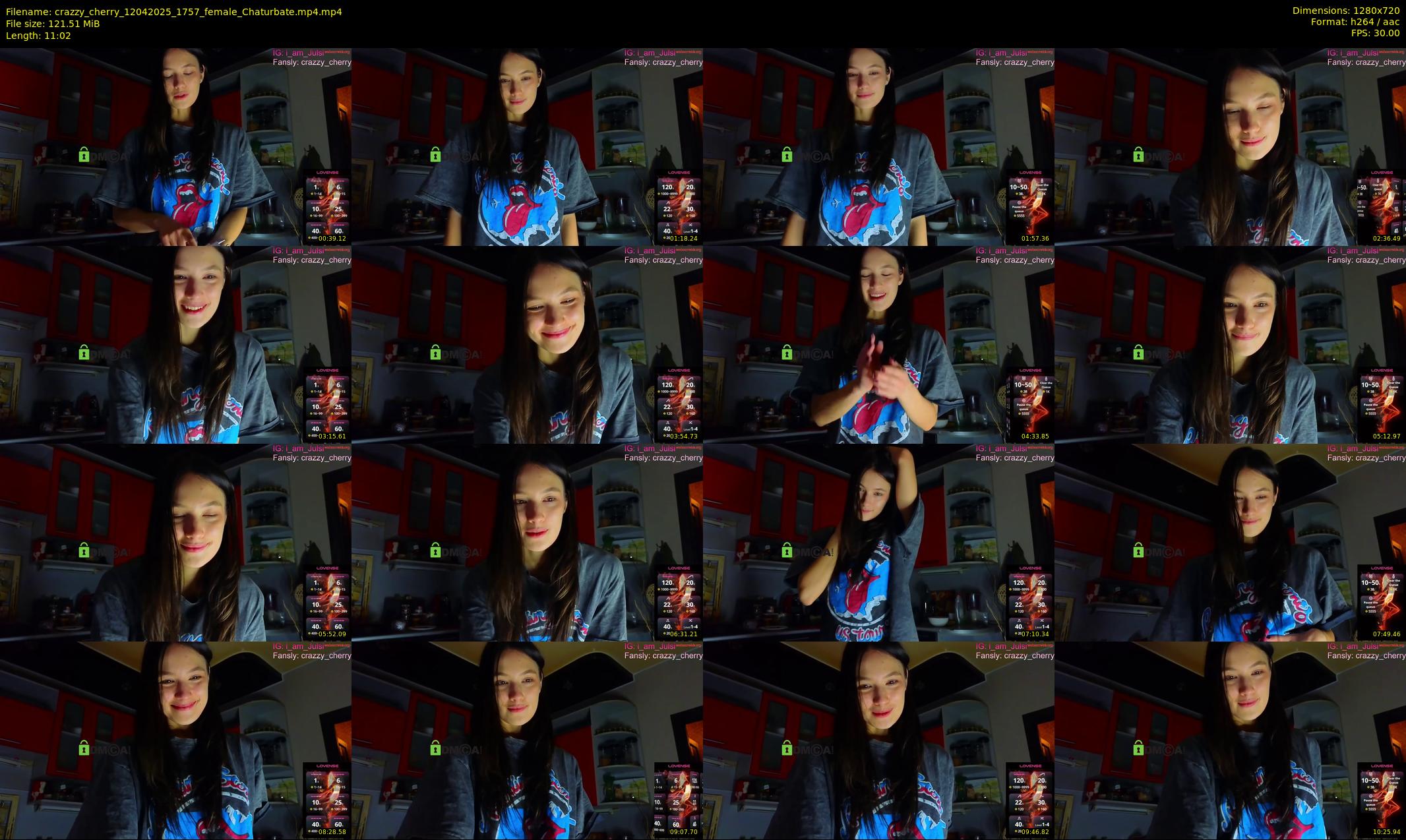 crazzy_cherry — 12 minute Chaturbate female cam show recording, 720p, Apr 12, 2025
