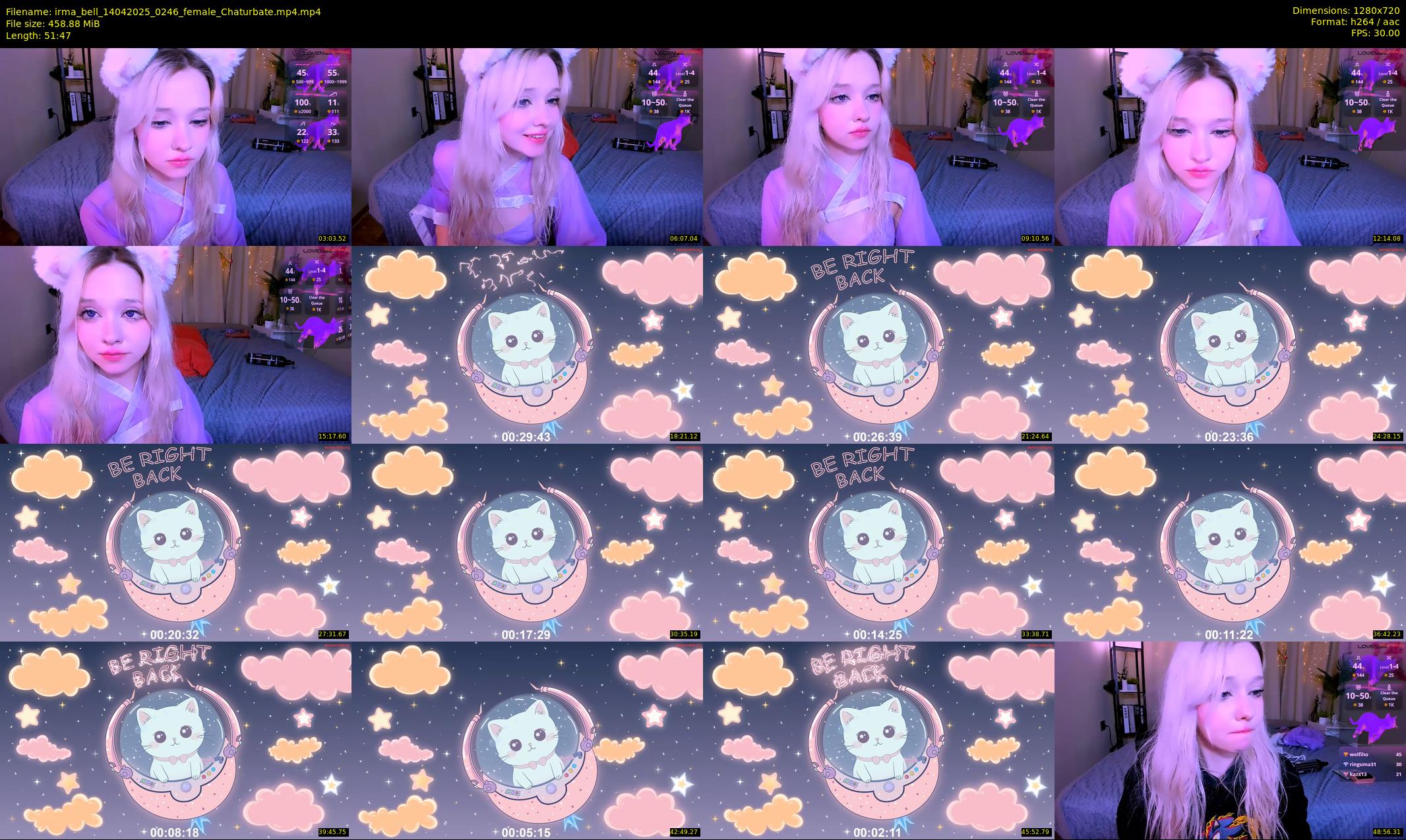 irma_bell — 52 minute Chaturbate female cam show recording, 720p, Apr 14, 2025