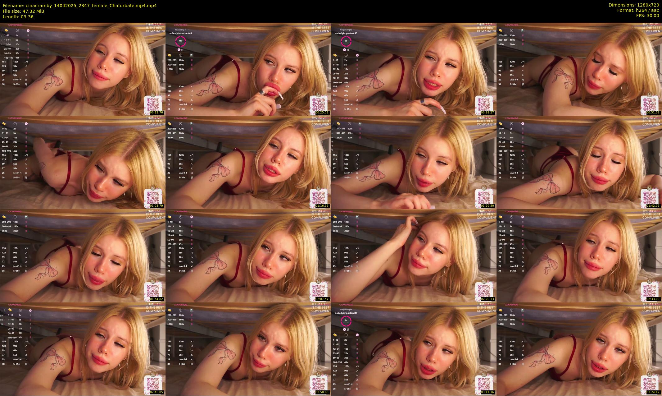 cinacramby — 4 minute Chaturbate female cam show recording, 720p, Apr 14, 2025