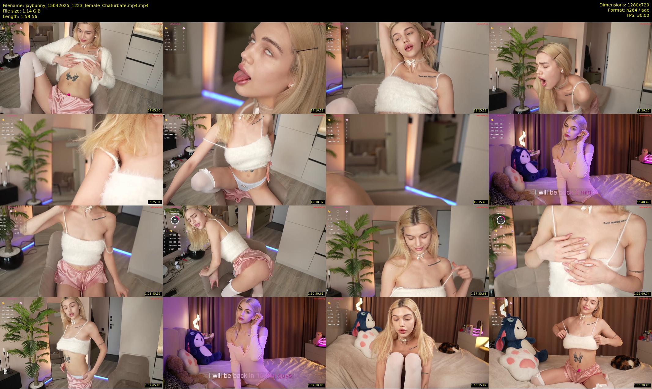 joybunny — 120 minute Chaturbate female cam show recording, 720p, Apr 15, 2025