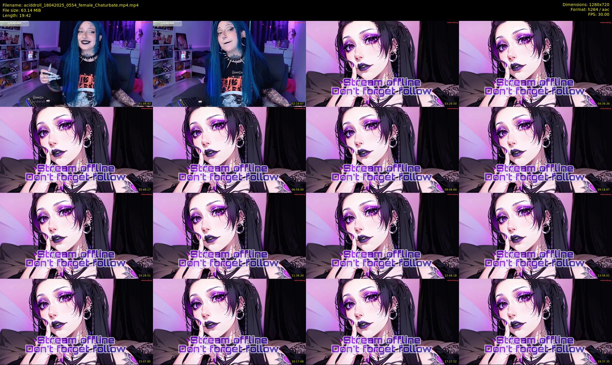 aciddroll — 20 minute Chaturbate female cam show recording, 720p, Apr 18, 2025