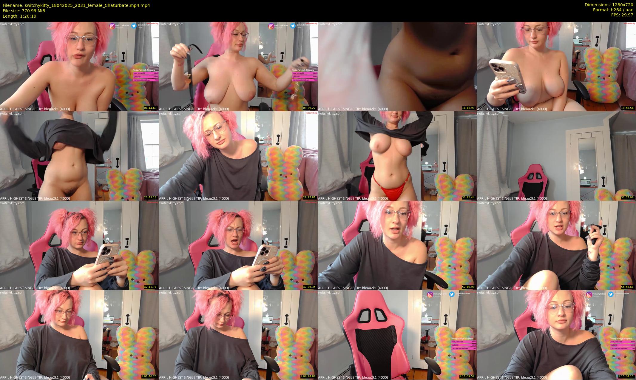 switchykitty — 81 minute Chaturbate female cam show recording, 720p, Apr 18, 2025