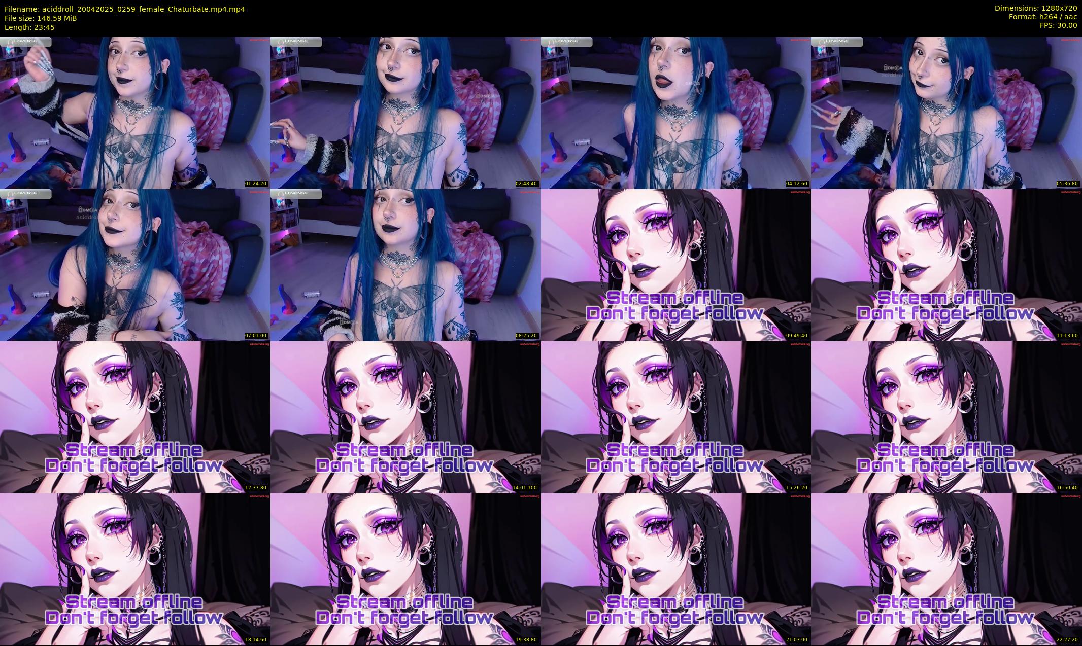 aciddroll — 24 minute Chaturbate female cam show recording, 720p, Apr 20, 2025