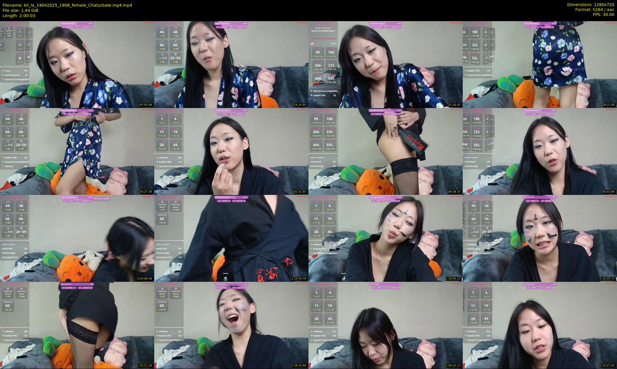 kil_la — 121 minute Chaturbate female cam show recording, 720p, Apr 19, 2025