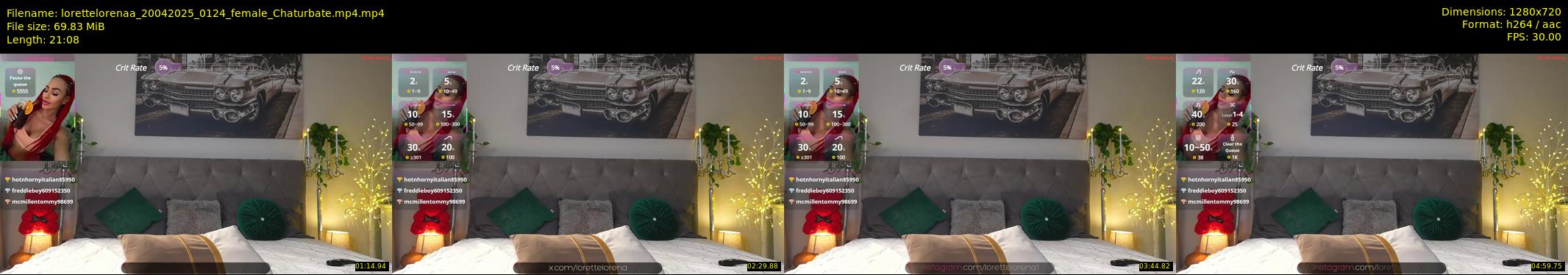 lorettelorenaa — 22 minute Chaturbate female cam show recording, 720p, Apr 20, 2025