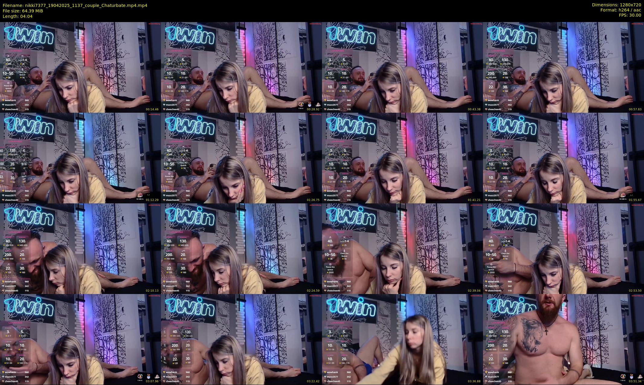 nikki7377 — 5 minute Chaturbate couple cam show recording, 720p, Apr 19, 2025