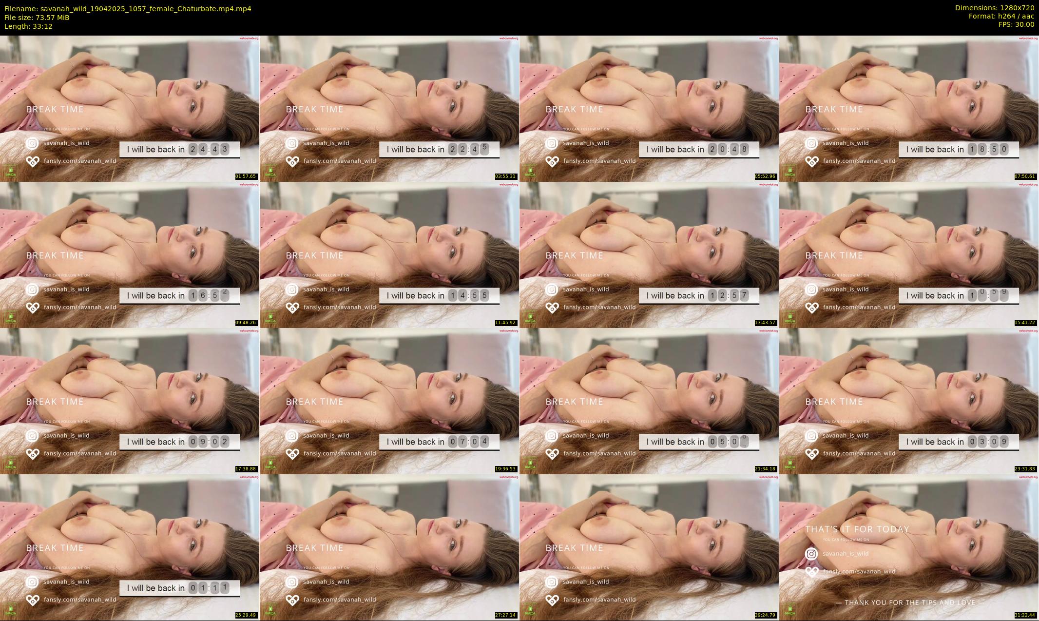 savanah_wild — 34 minute Chaturbate female cam show recording, 720p, Apr 19, 2025