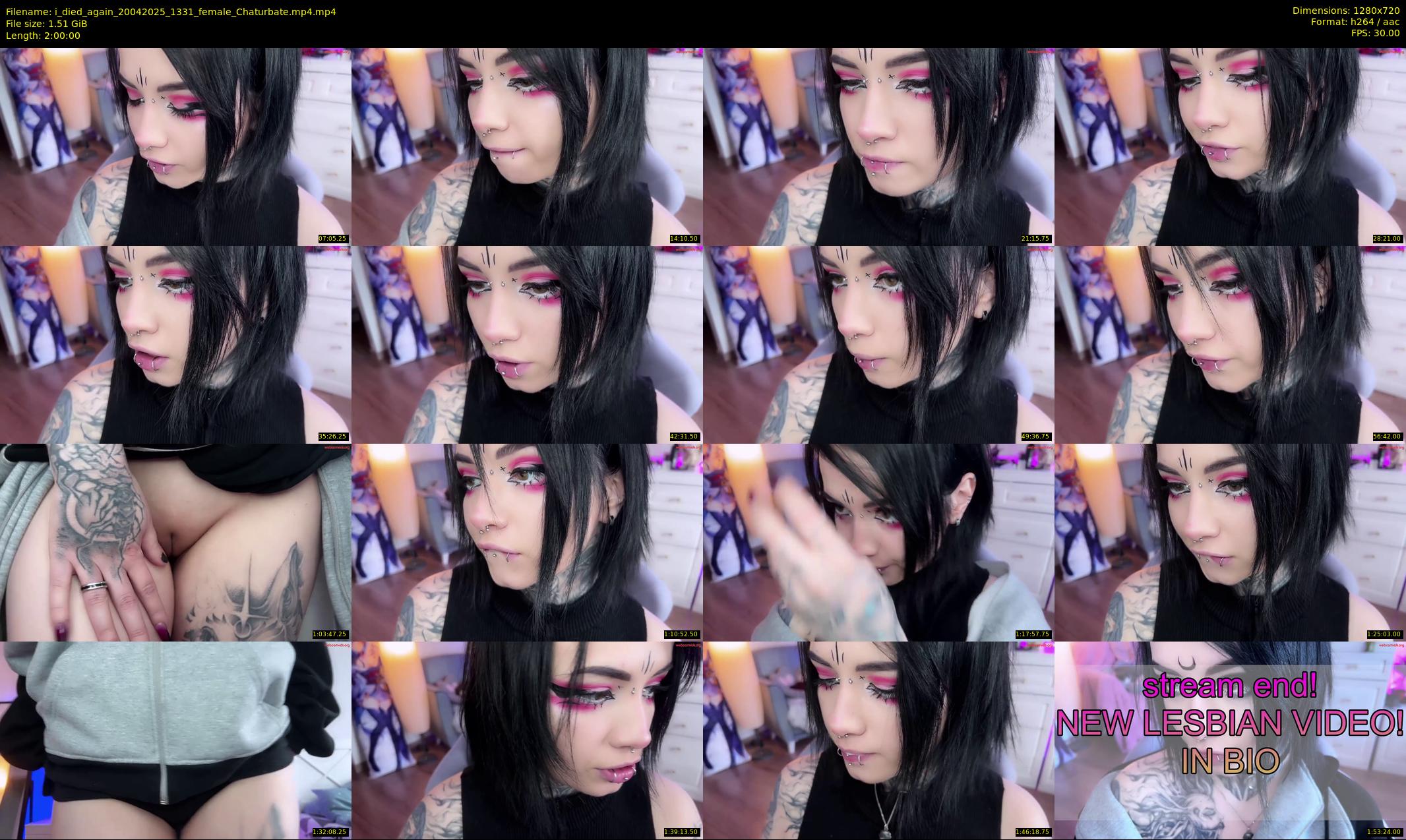 i_died_again — 120 minute Chaturbate female cam show recording, 720p, Apr 20, 2025