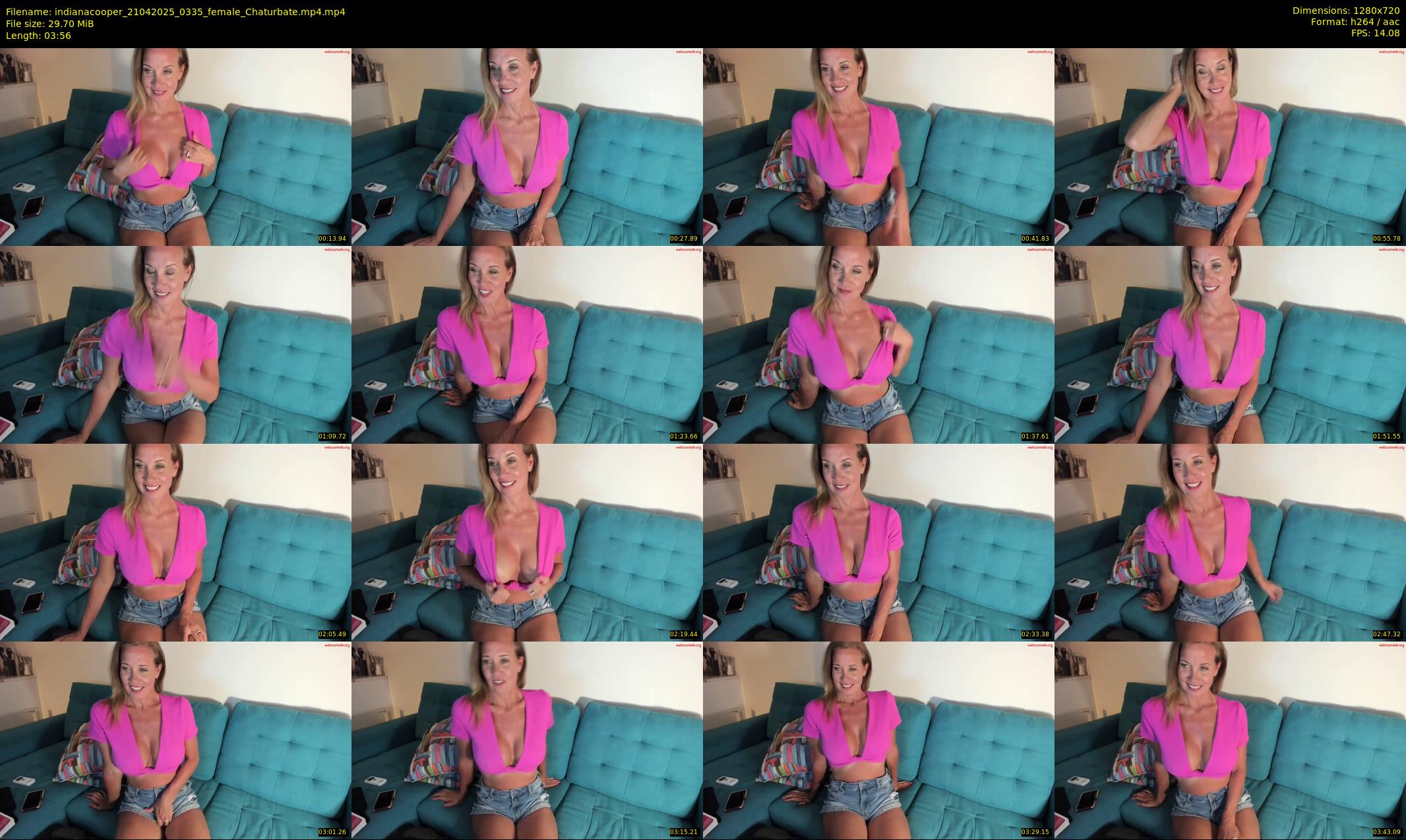 indianacooper — 4 minute Chaturbate female cam show recording, 720p, Apr 21, 2025