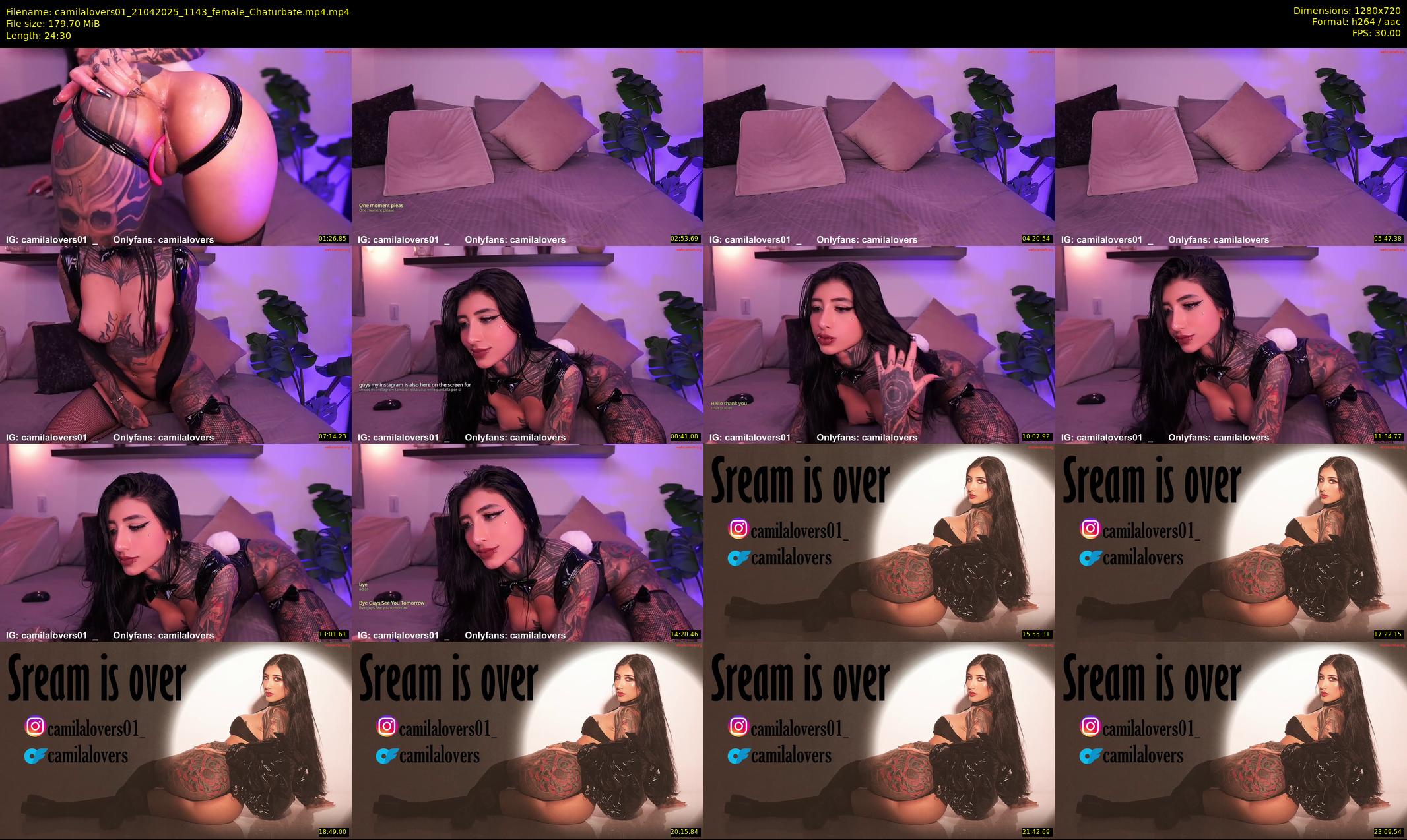 camilalovers01 — 25 minute Chaturbate female cam show recording, 720p, Apr 21, 2025
