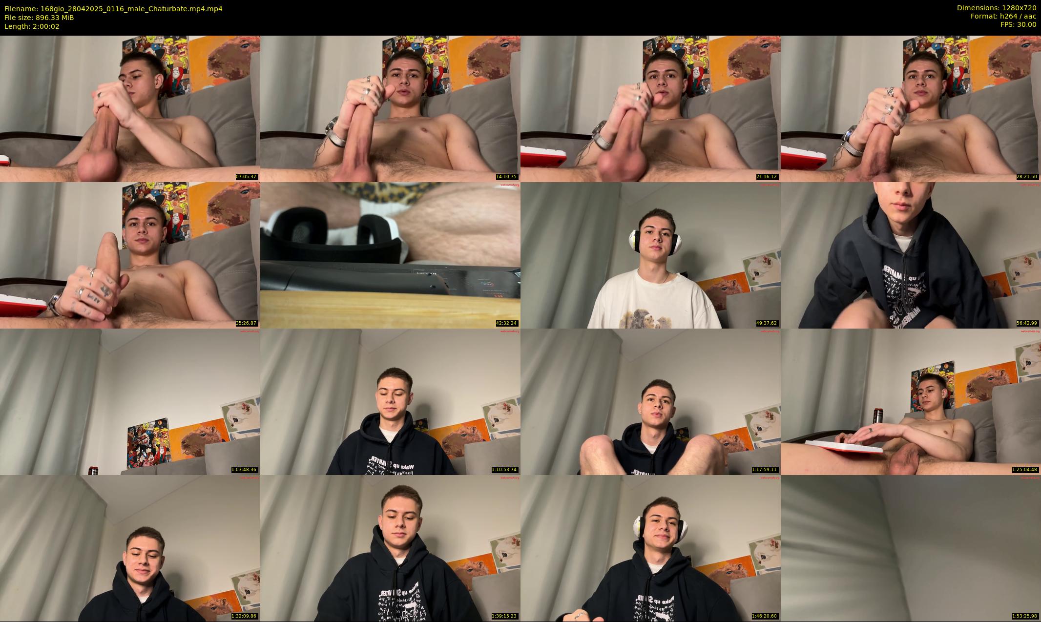 168gio — 121 minute Chaturbate male cam show recording, 720p, Apr 28, 2025