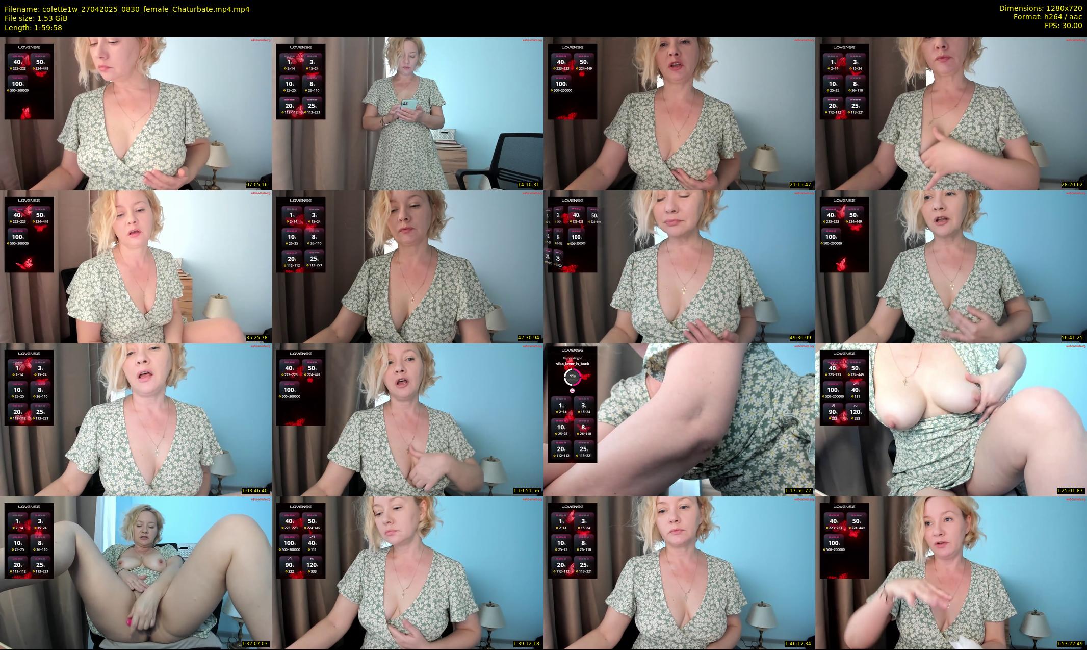 colette1w — 120 minute Chaturbate female cam show recording, 720p, Apr 27, 2025