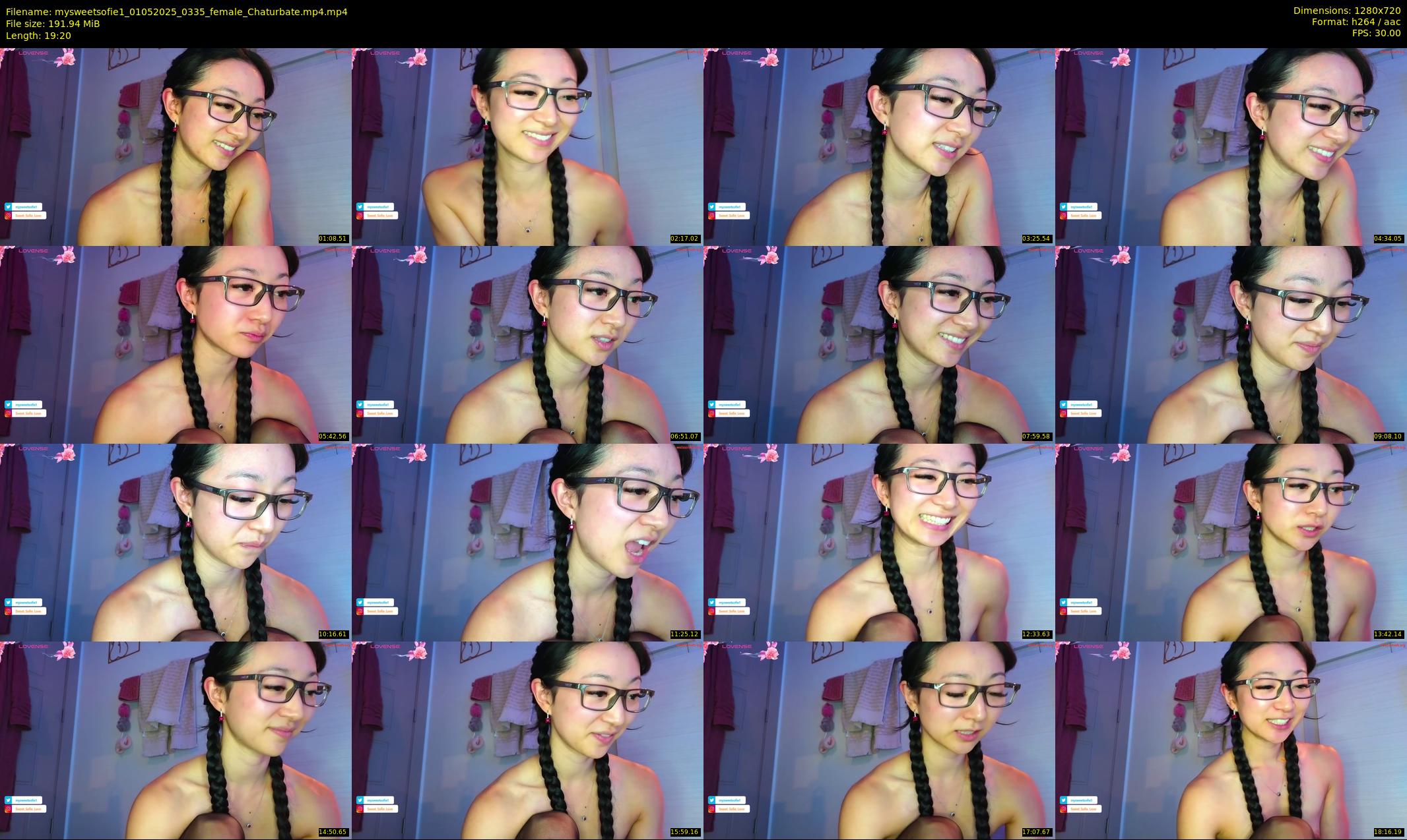 mysweetsofie1 — 20 minute Chaturbate female cam show recording, 720p, May 1, 2025