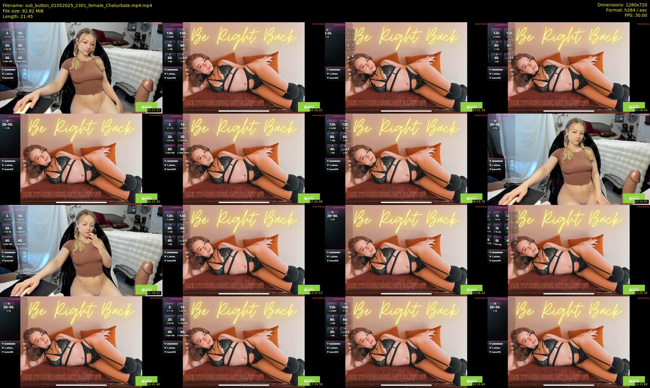 sub_button — 22 minute Chaturbate female cam show recording, 720p, May 1, 2025