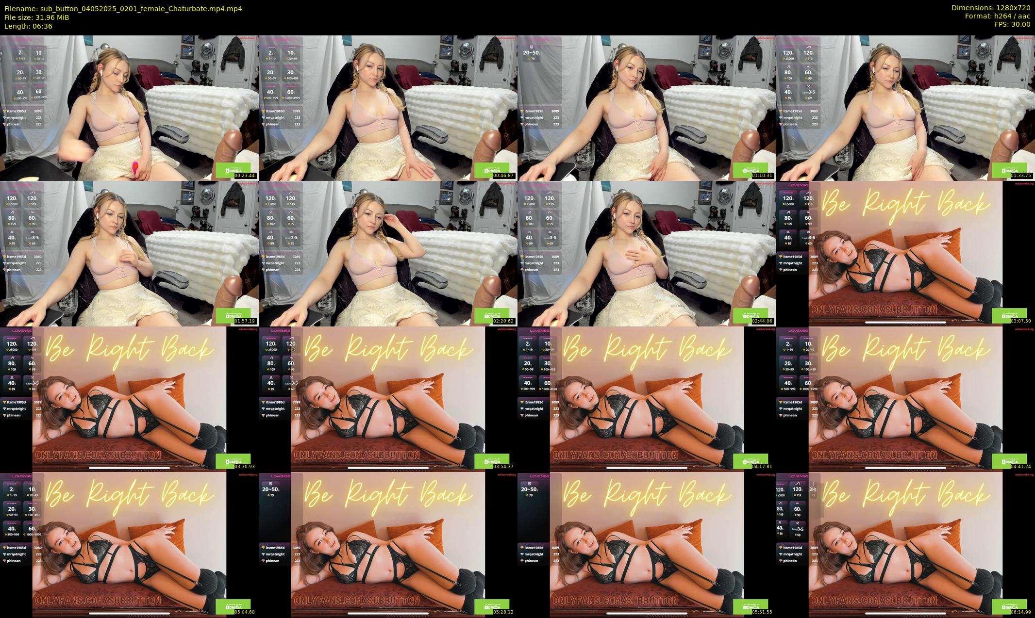 sub_button — 7 minute Chaturbate female cam show recording, 720p, May 4, 2025