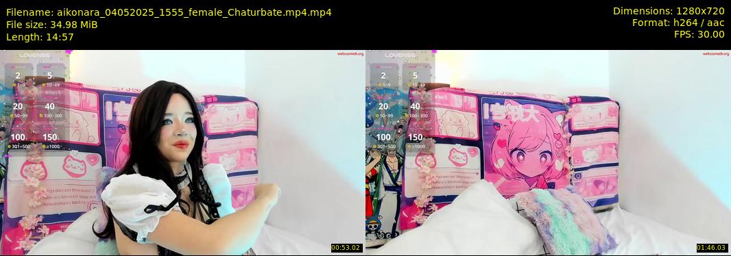 aikonara — 15 minute Chaturbate female cam show recording, 720p, May 4, 2025