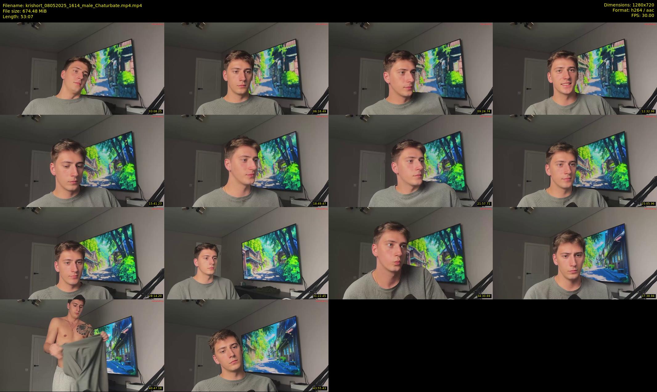 krishort — 54 minute Chaturbate male cam show recording, 720p, May 8, 2025