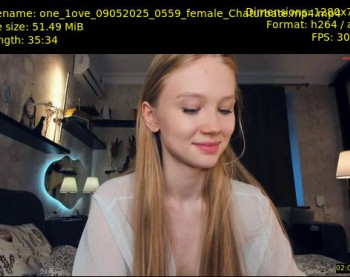 one_1ove — 36 minute Chaturbate female cam show recording, 720p, May 9, 2025