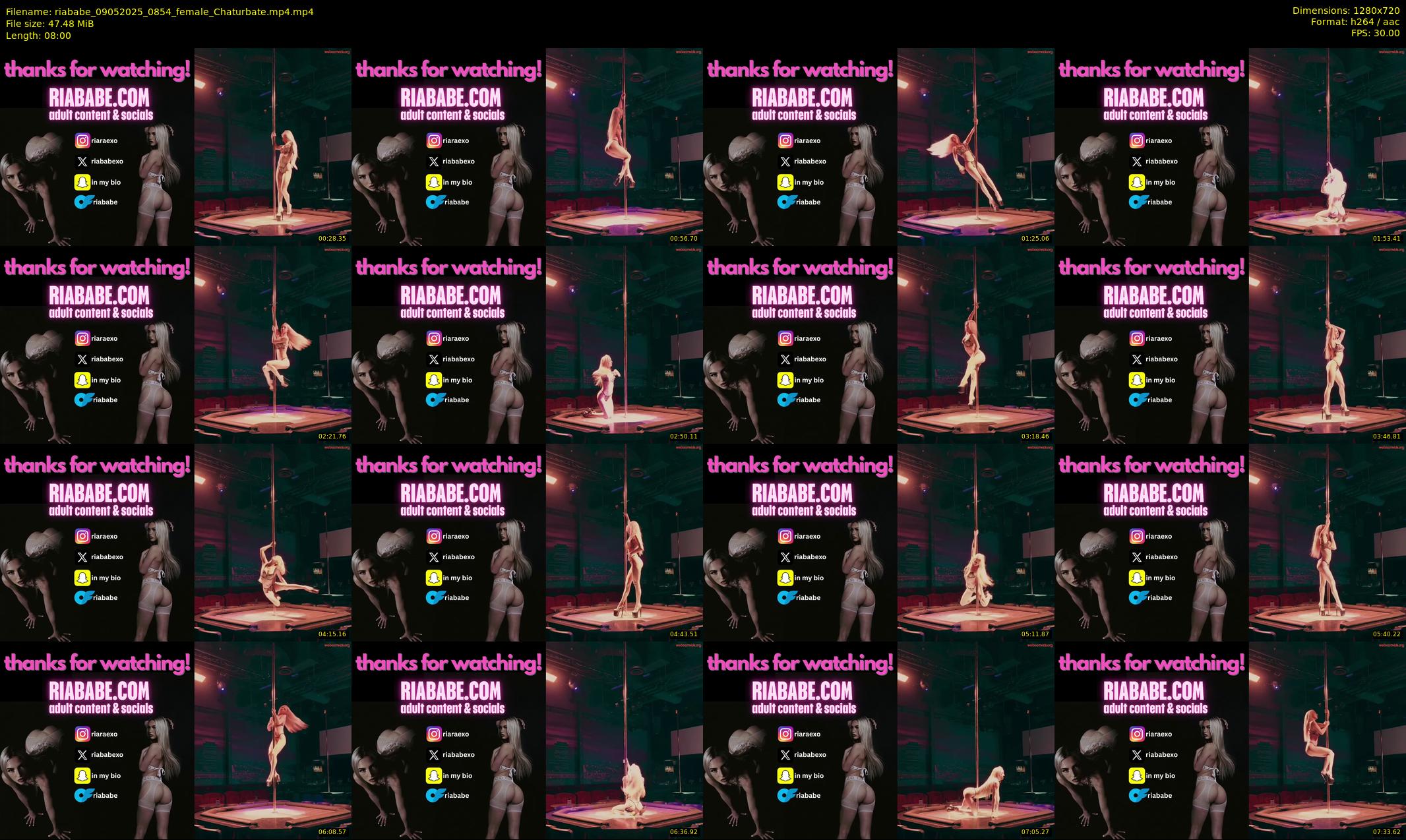 riababe — 8 minute Chaturbate female cam show recording, 720p, May 9, 2025