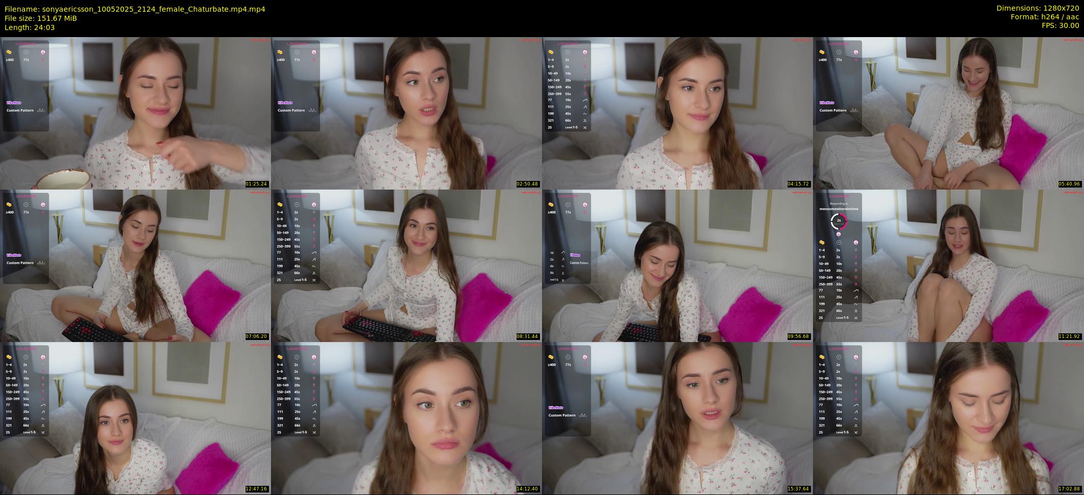 sonyaericsson — 25 minute Chaturbate female cam show recording, 720p, May 10, 2025