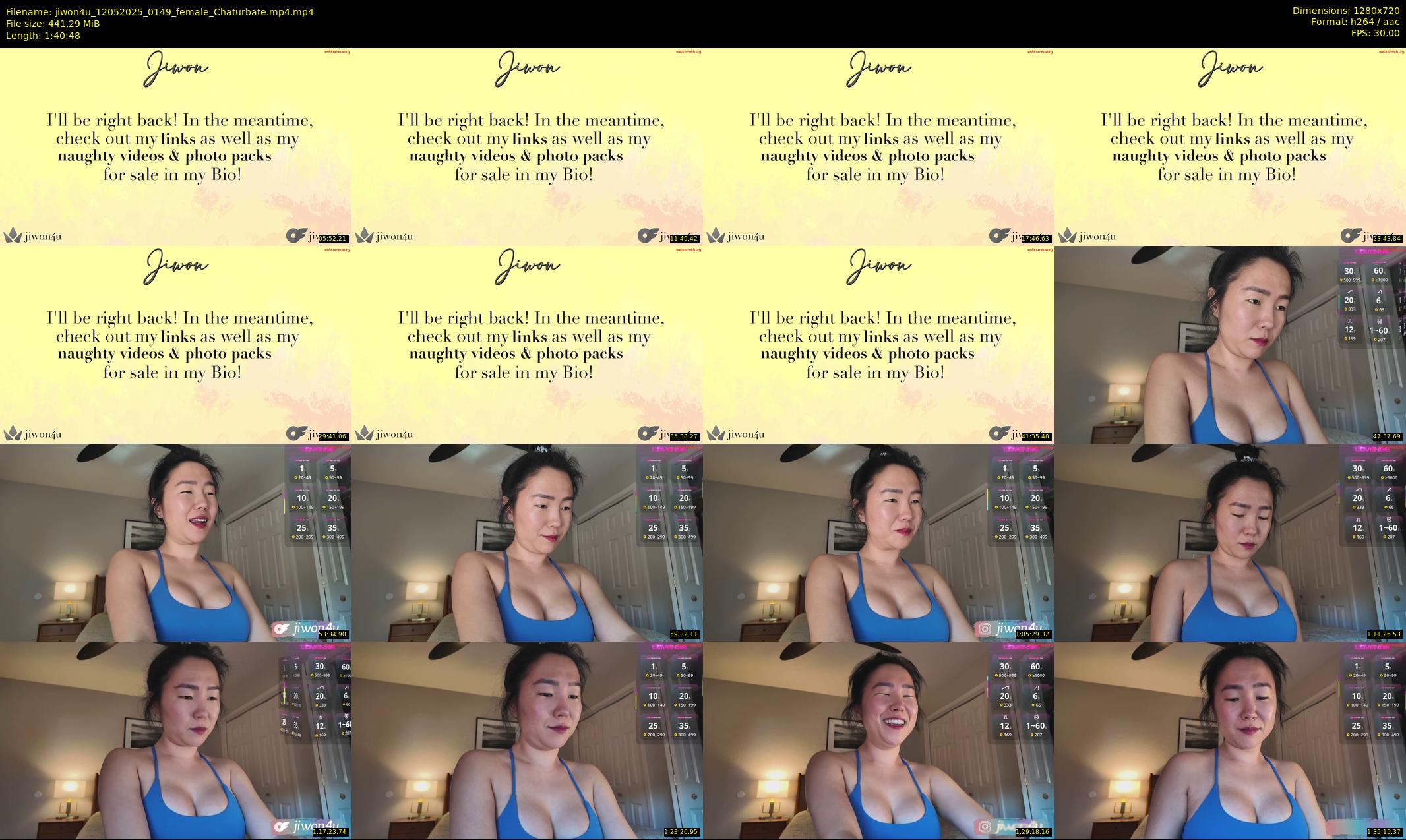 jiwon4u — 101 minute Chaturbate female cam show recording, 720p, May 12, 2025