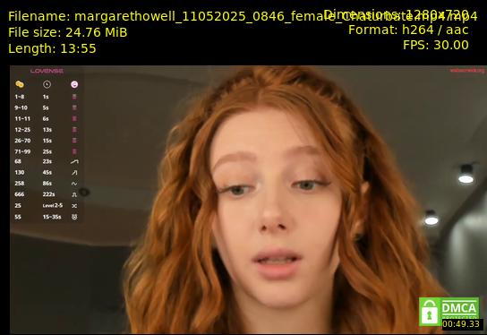 margarethowell — 14 minute Chaturbate female cam show recording, 720p, May 11, 2025