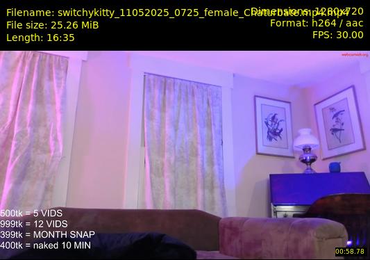 switchykitty — 17 minute Chaturbate female cam show recording, 720p, May 11, 2025