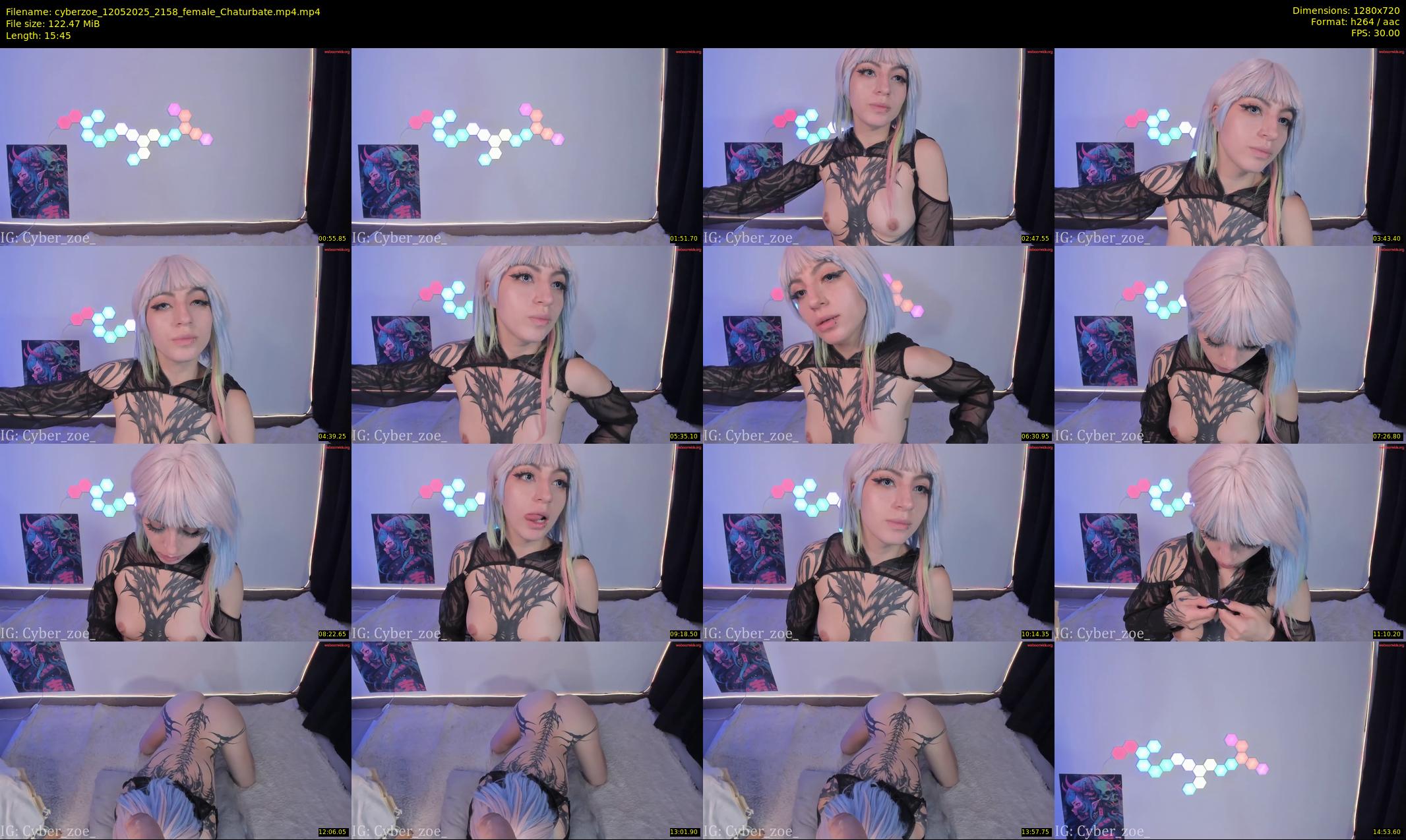 cyberzoe — 16 minute Chaturbate female cam show recording, 720p, May 12, 2025