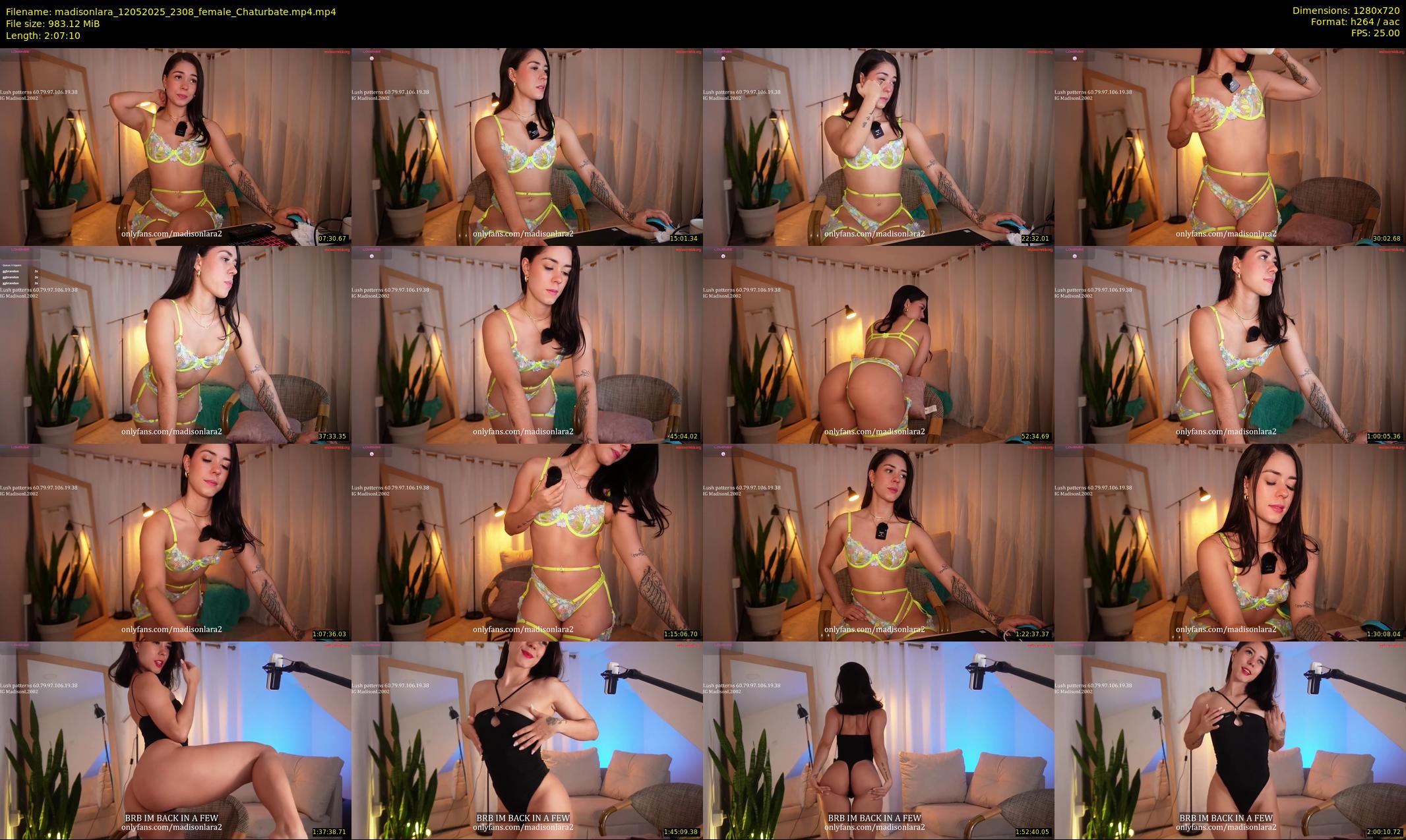 madisonlara — 128 minute Chaturbate female cam show recording, 720p, May 12, 2025